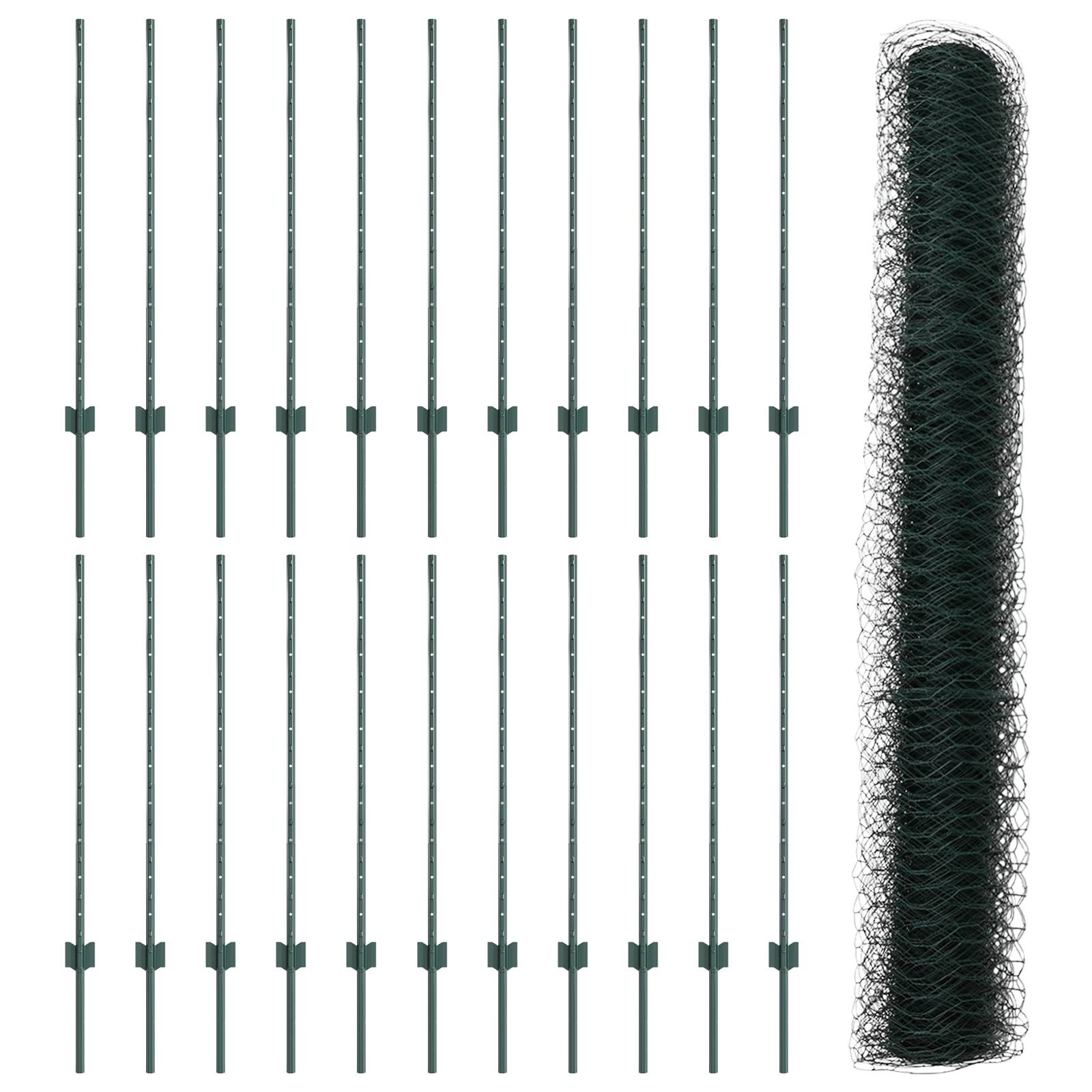 vidaXL Zaunpfosten 11 Stk U-Kanal Grün 100 cm Stahl