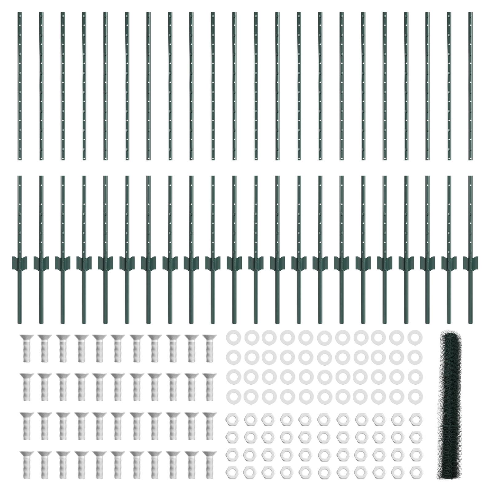 vidaXL Zaunpfosten 11 Stück U-Kanal Grün 100 cm Stahl