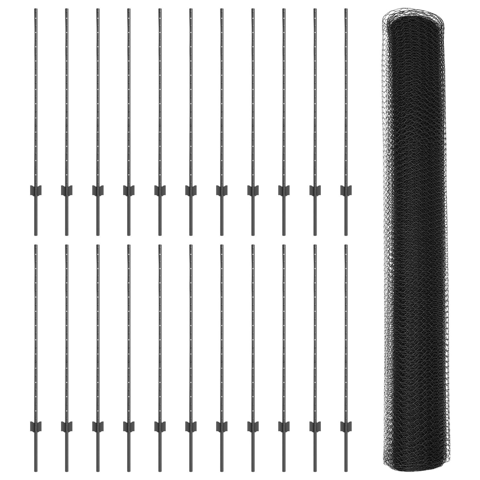 vidaXL Zaunpfosten 22 Stück U-Kanal Grau 120 cm Stahl