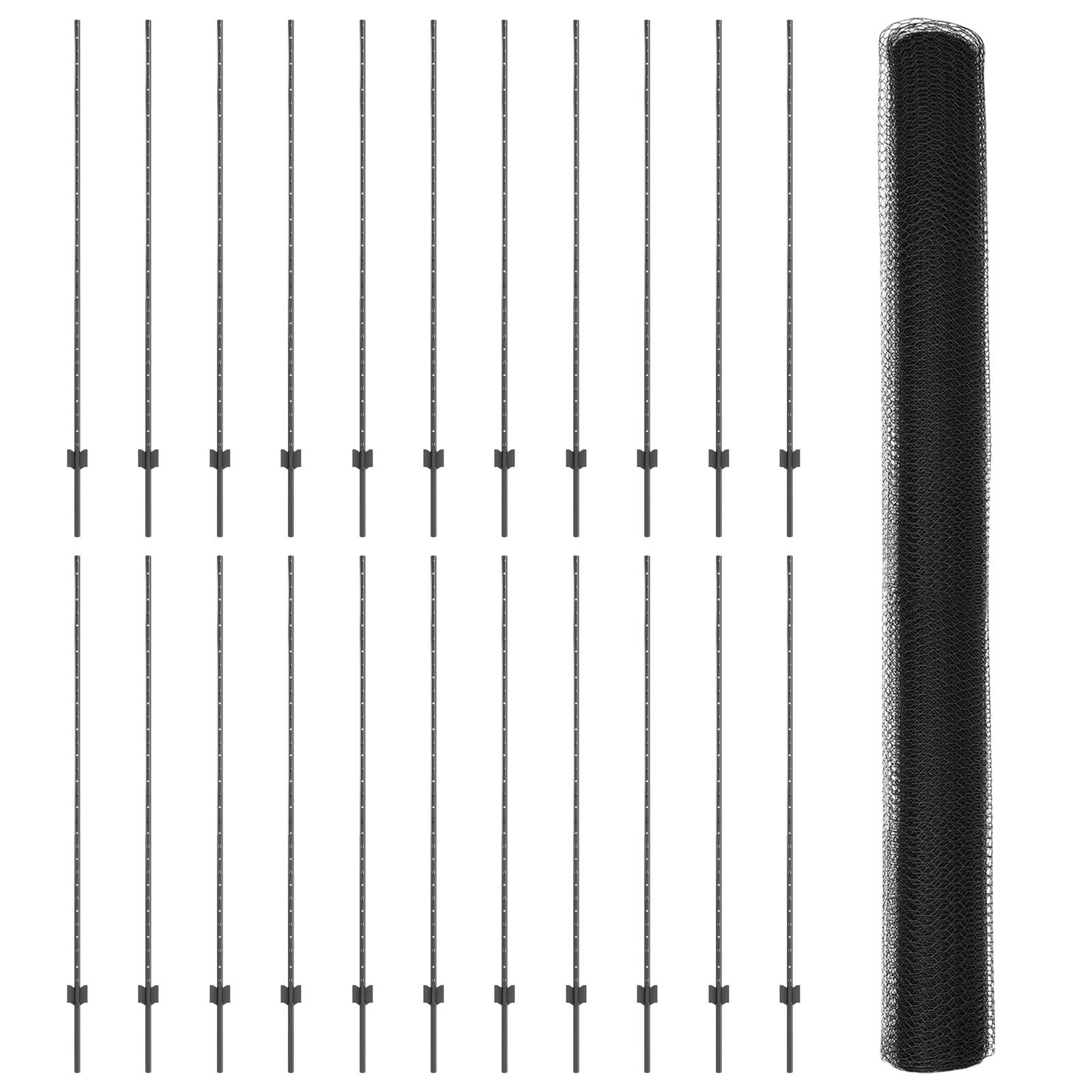 vidaXL Zaunpfosten 22 Stück U-Kanal Grau 160 cm Stahl