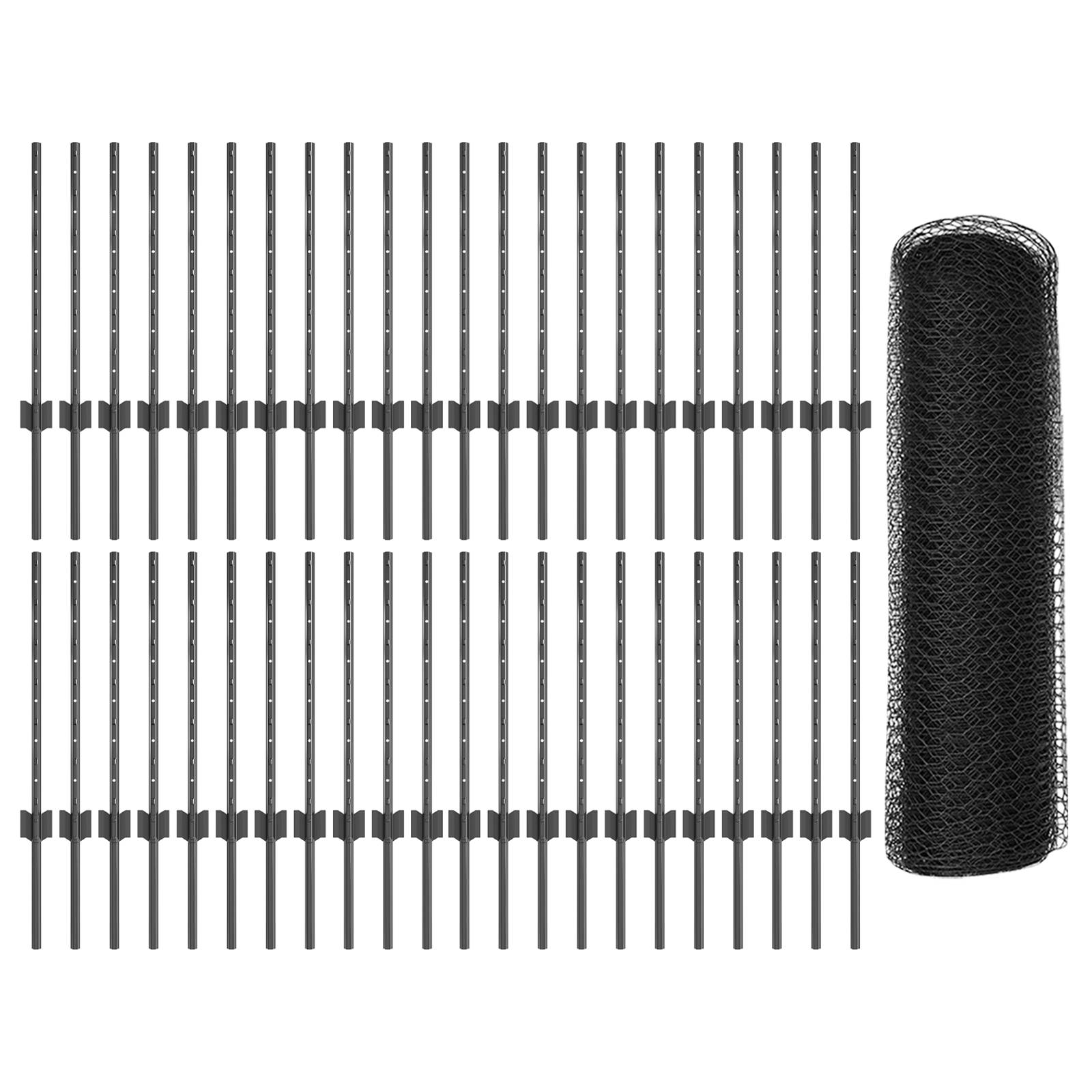vidaXL Zaunpfosten 11 Stück U-Kanal Grau 60 cm Stahl