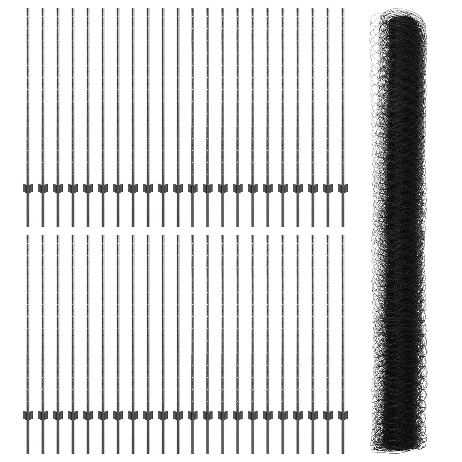 vidaXL Zaunpfosten 22 Stück U-Kanal Grau 140 cm Stahl