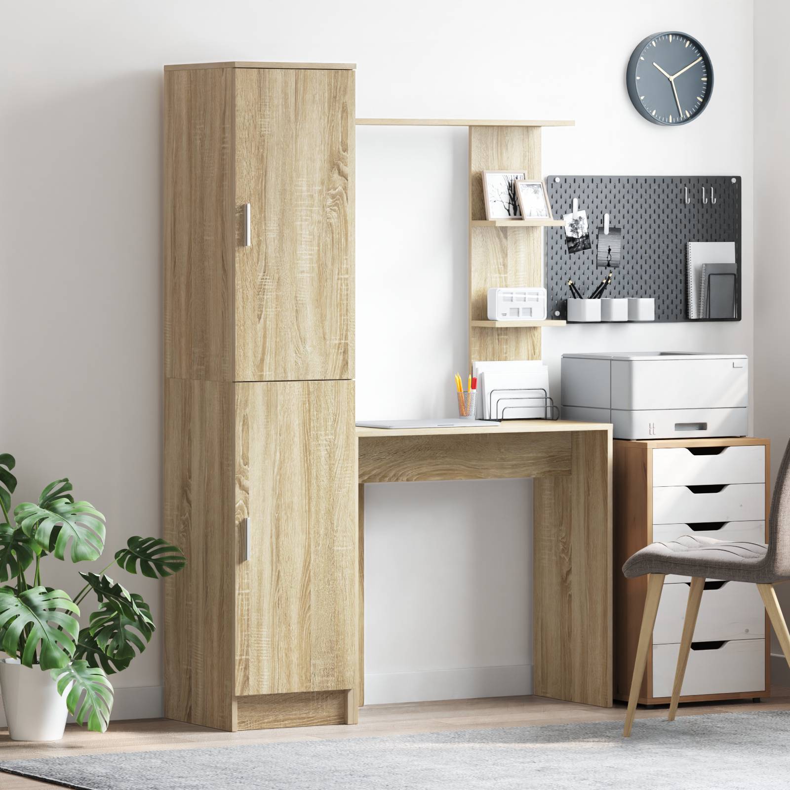 vidaXL Schreibtisch mit Stauraum Sonoma Eiche Spanholz