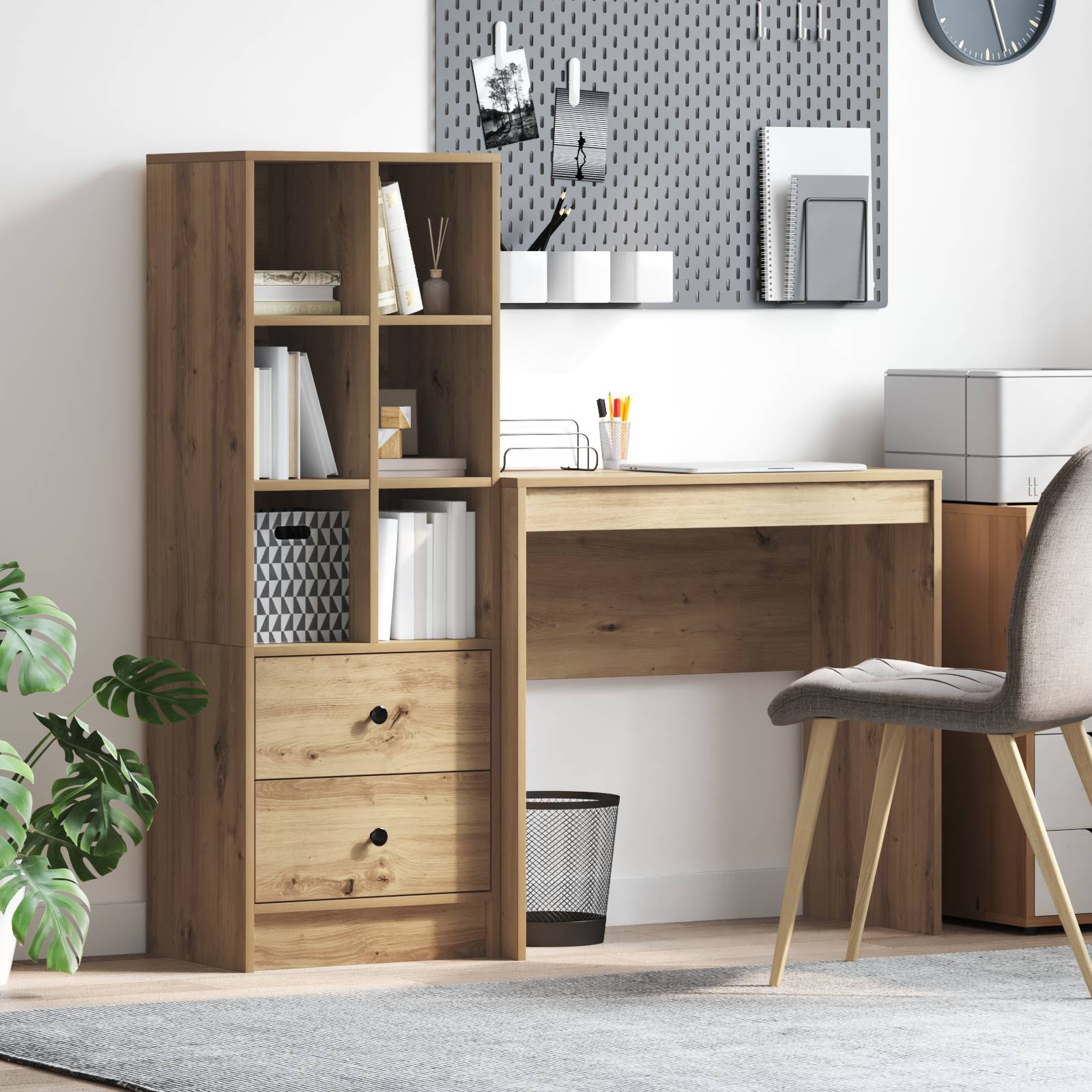 vidaXL Schreibtisch mit Stauraum Artisan Eiche Werkstoffholz