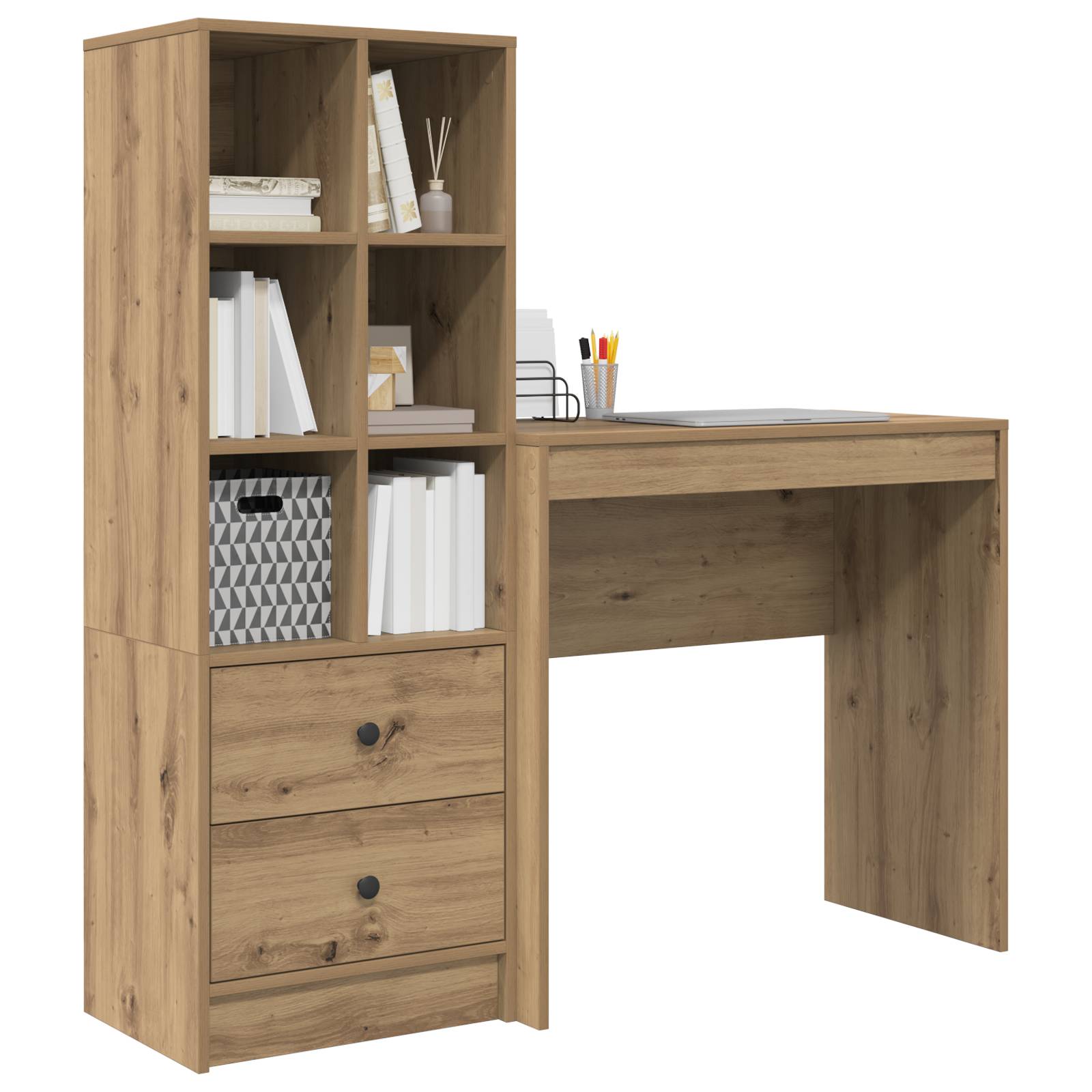 vidaXL Schreibtisch mit Stauraum Artisan Eiche Werkstoffholz