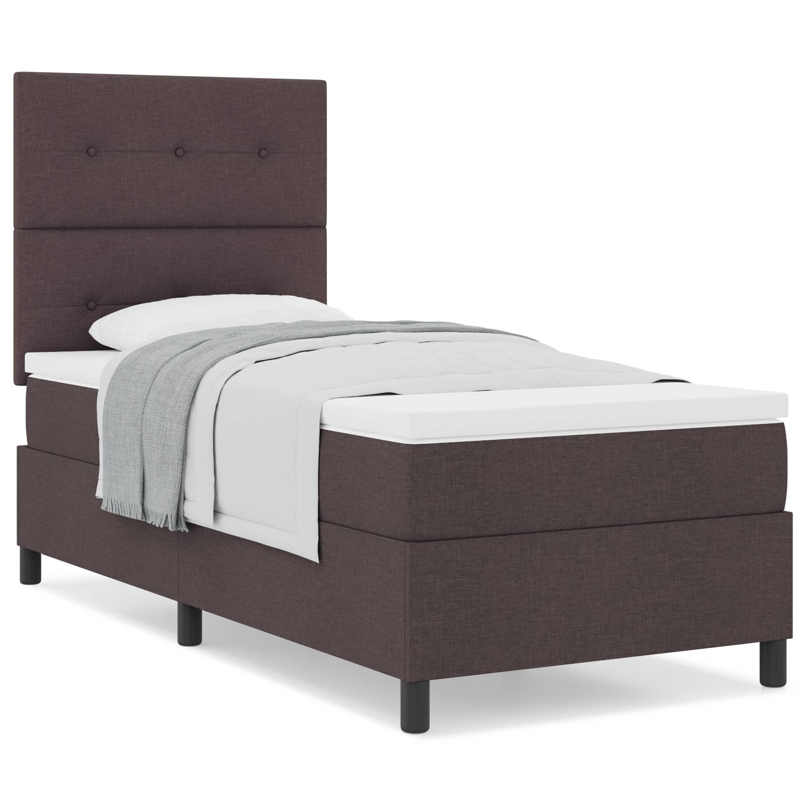 vidaXL Boxspringbett mit Matratze Dunkelbraun 100x200 cm Stoff