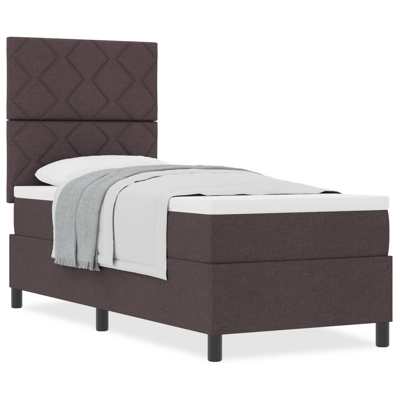vidaXL Boxspringbett mit Matratze Dunkelbraun 80x200 cm Stoff