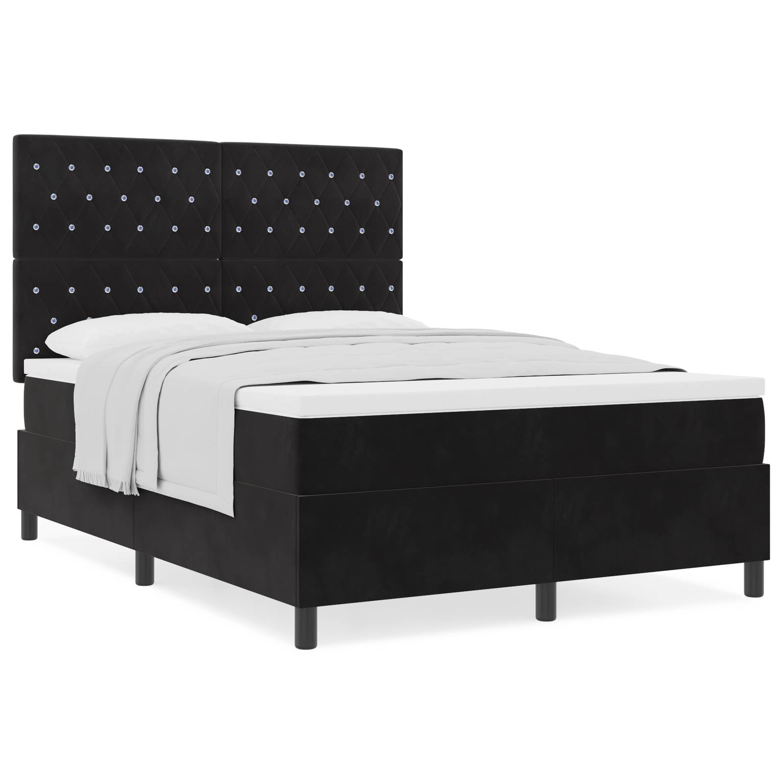vidaXL Boxspringbett mit Matratze Schwarz 140x200 cm Samt