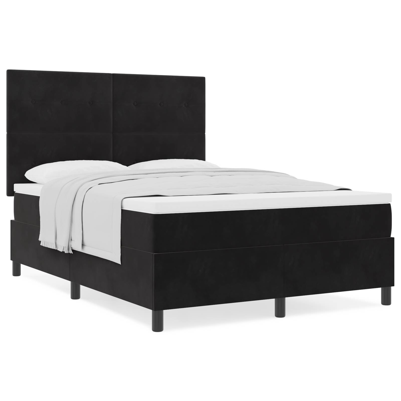 vidaXL Boxspringbett mit Matratze Schwarz 140x190 cm Samt