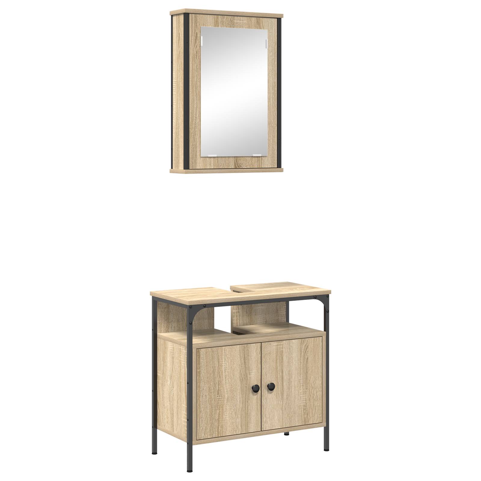 vidaXL 2-tlg. Badschrank-Set Sonoma Eiche Holzwerkstoff
