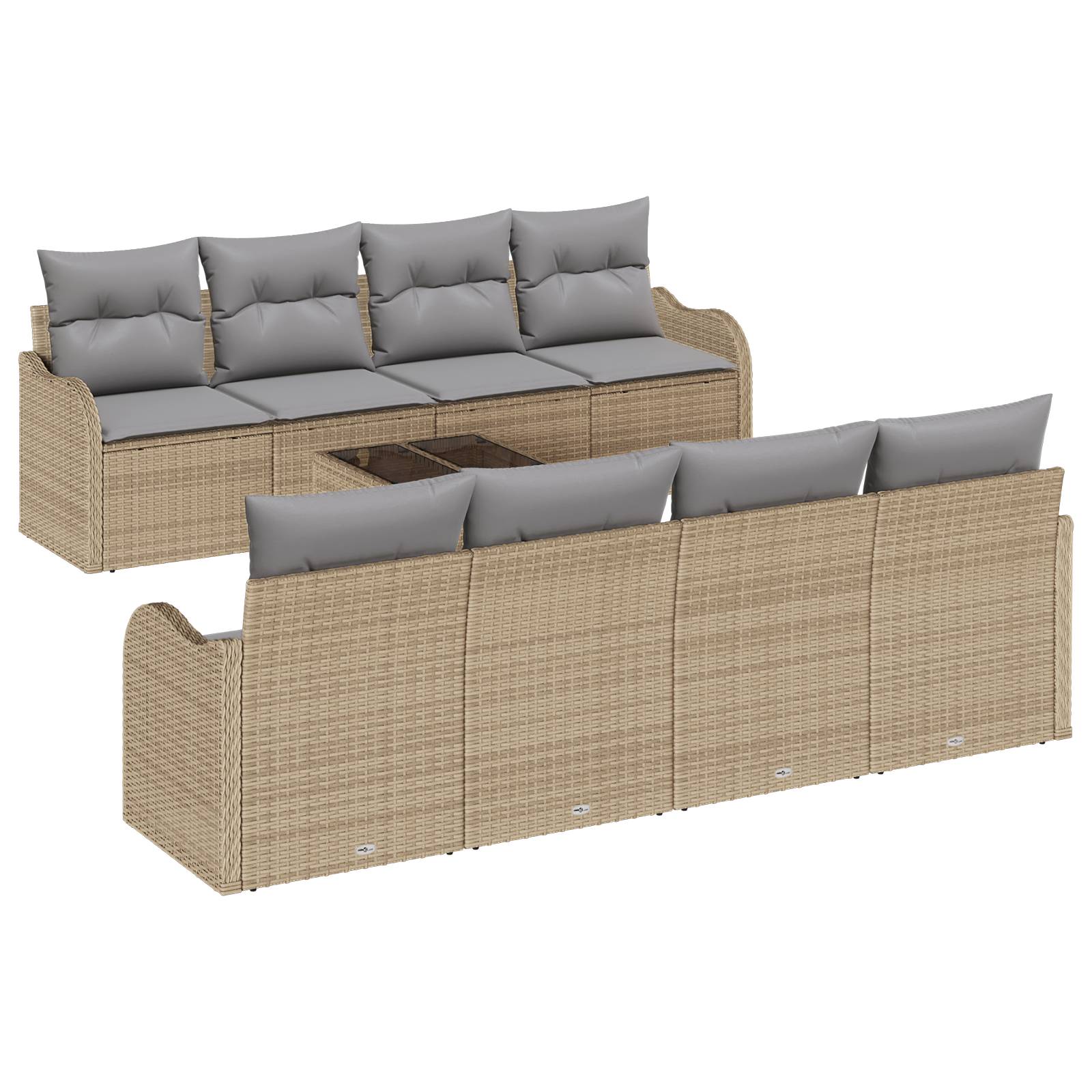 vidaXL 9-teiliges Garten Sofa Set mit Kissen Beige Poly Rattan