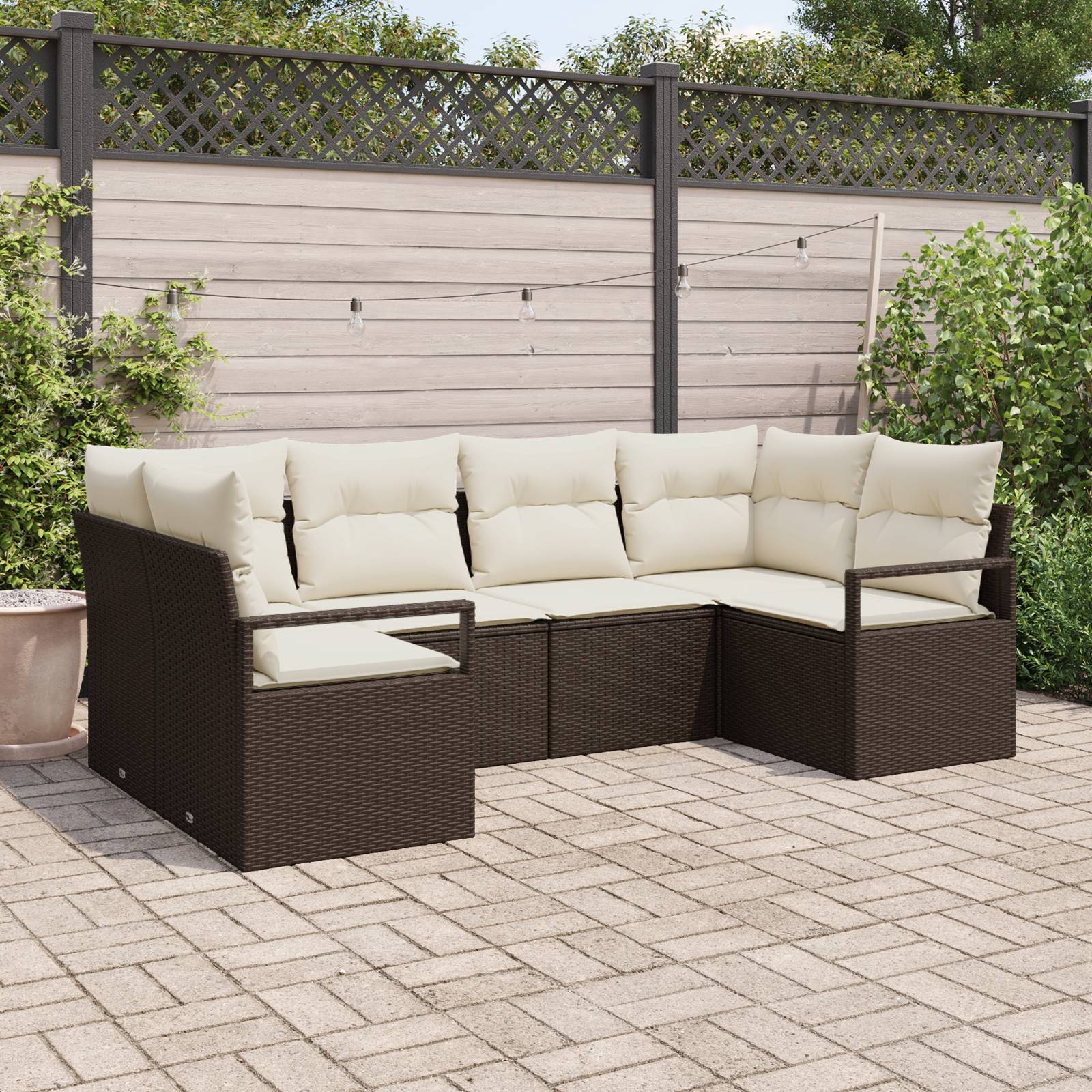 vidaXL 6-teiliges Garten Sofa Set mit Kissen Braun Poly Rattan