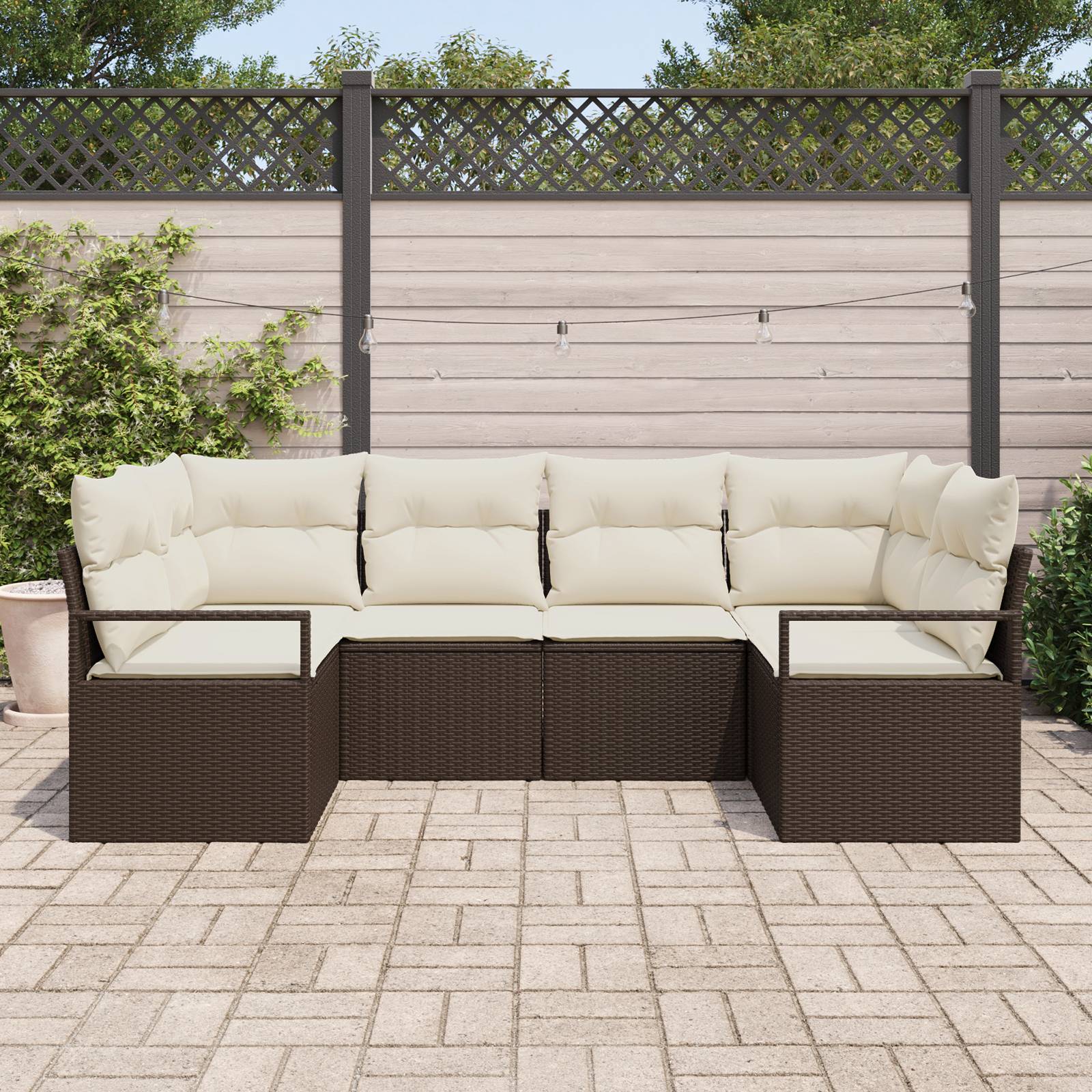 vidaXL 6-teiliges Garten Sofa Set mit Kissen Braun Poly Rattan