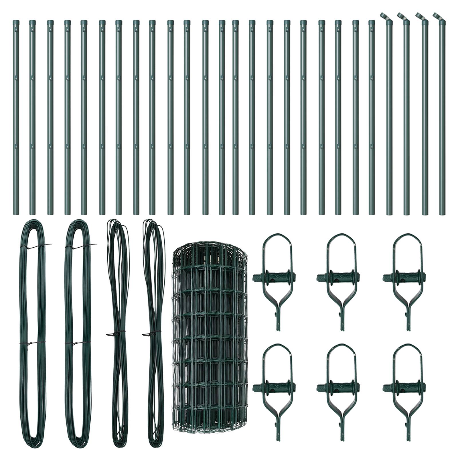 vidaXL Euro Zaun mit 13 Pfosten 0.6x50 m Verzinkter Stahl Grün