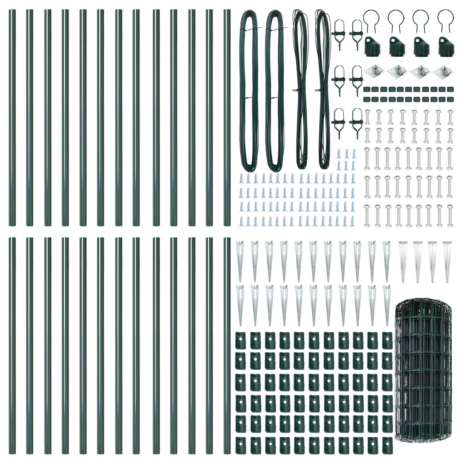vidaXL Euro Zaun mit 13 Spitzpfosten 0,6x50 m verzinkter Stahl grün