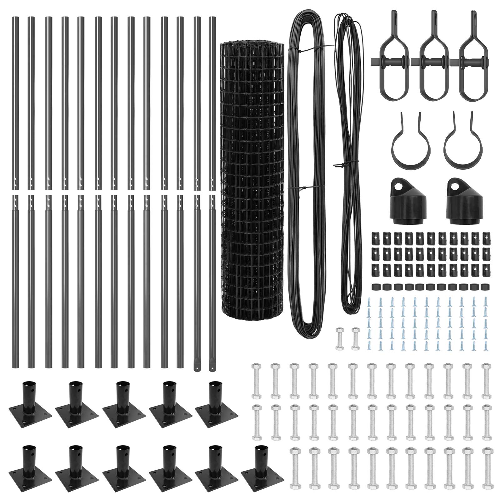 vidaXL Euro Zaun Set aus 2 Grau Betonfundament, Metallpfosten 25 x 1 m