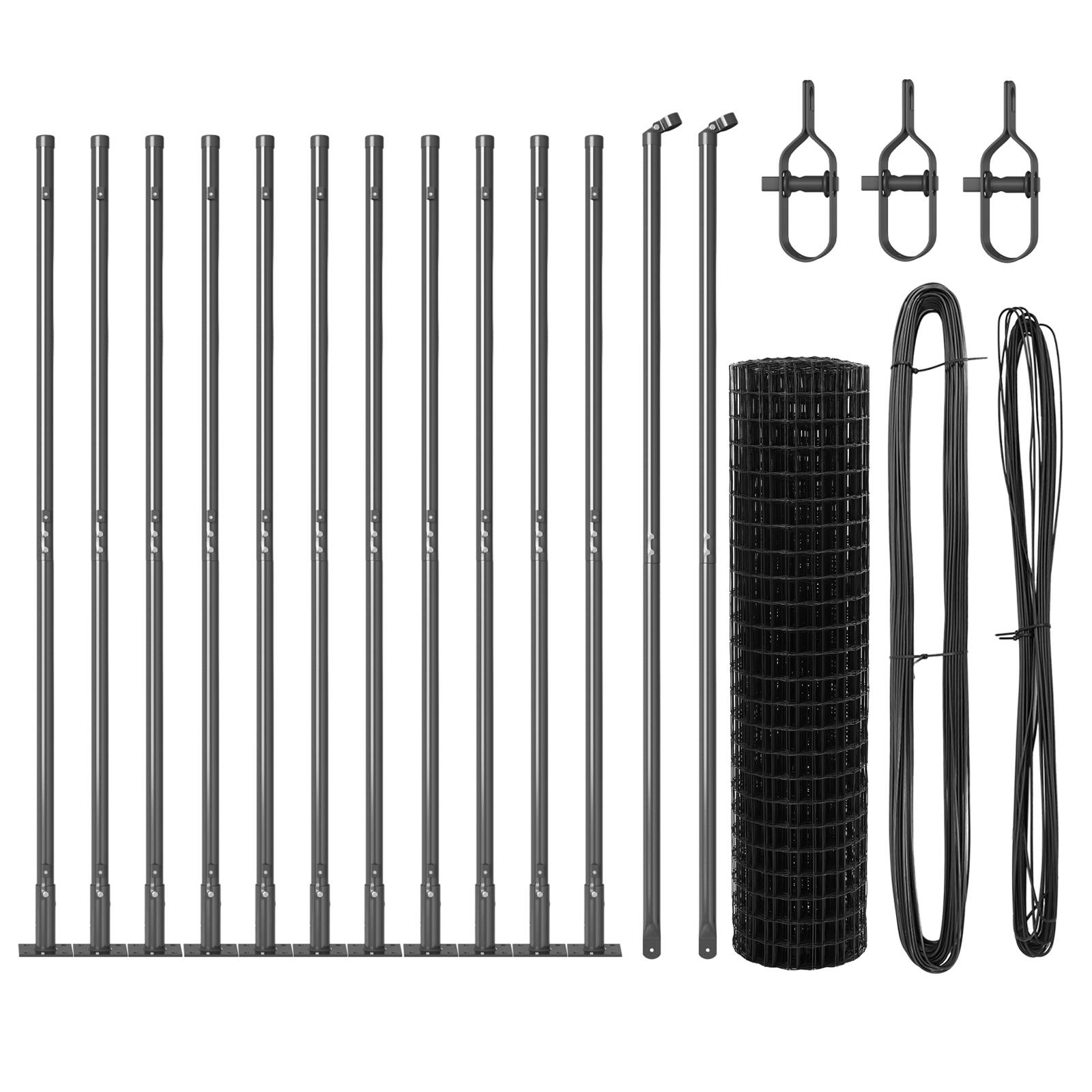 vidaXL Euro Zaun Set aus 2 Grau Betonfundament, Metallpfosten 25 x 1 m