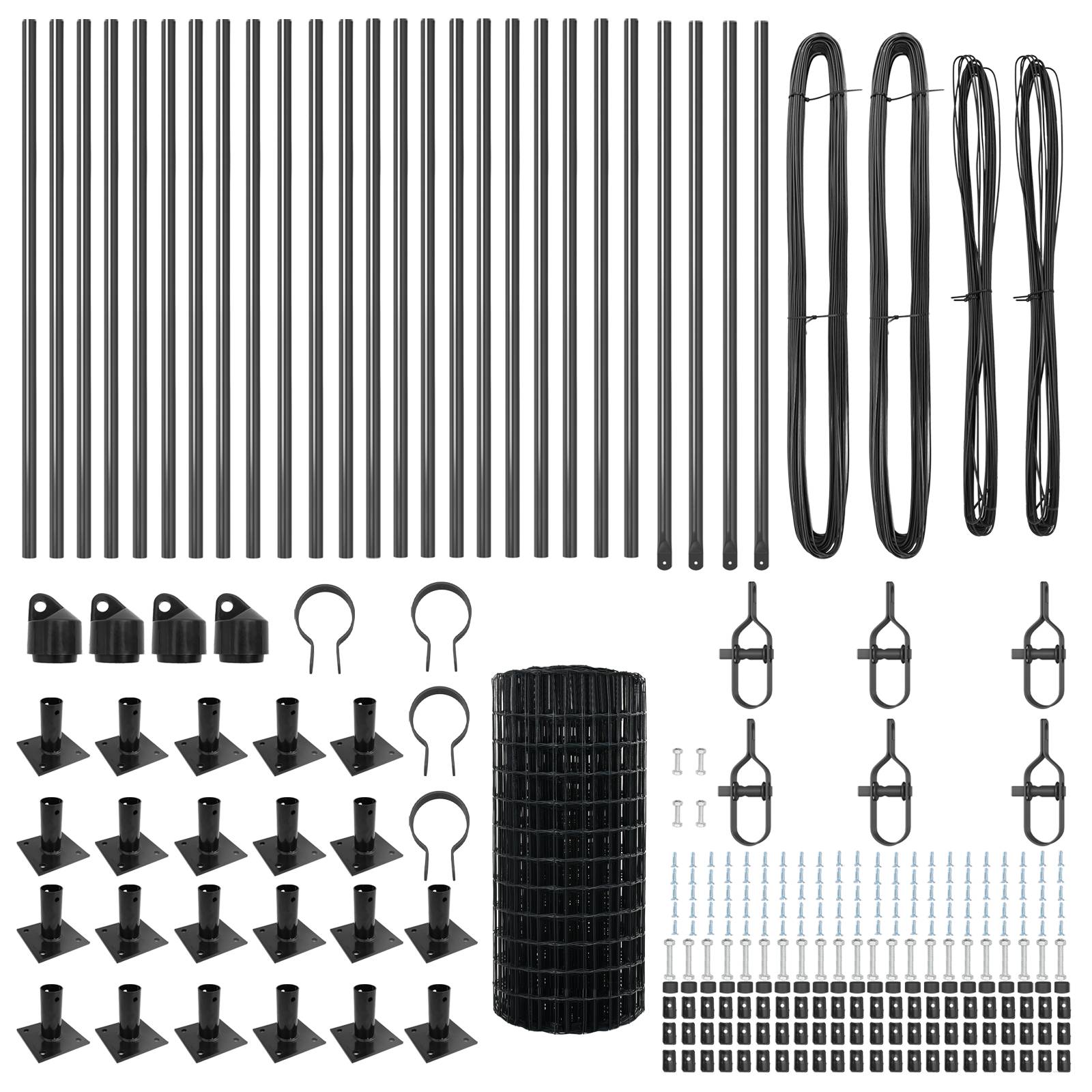 vidaXL Euro-Zaun mit 13 Flanschpfosten 0,4x50 m verzinkter Stahl
