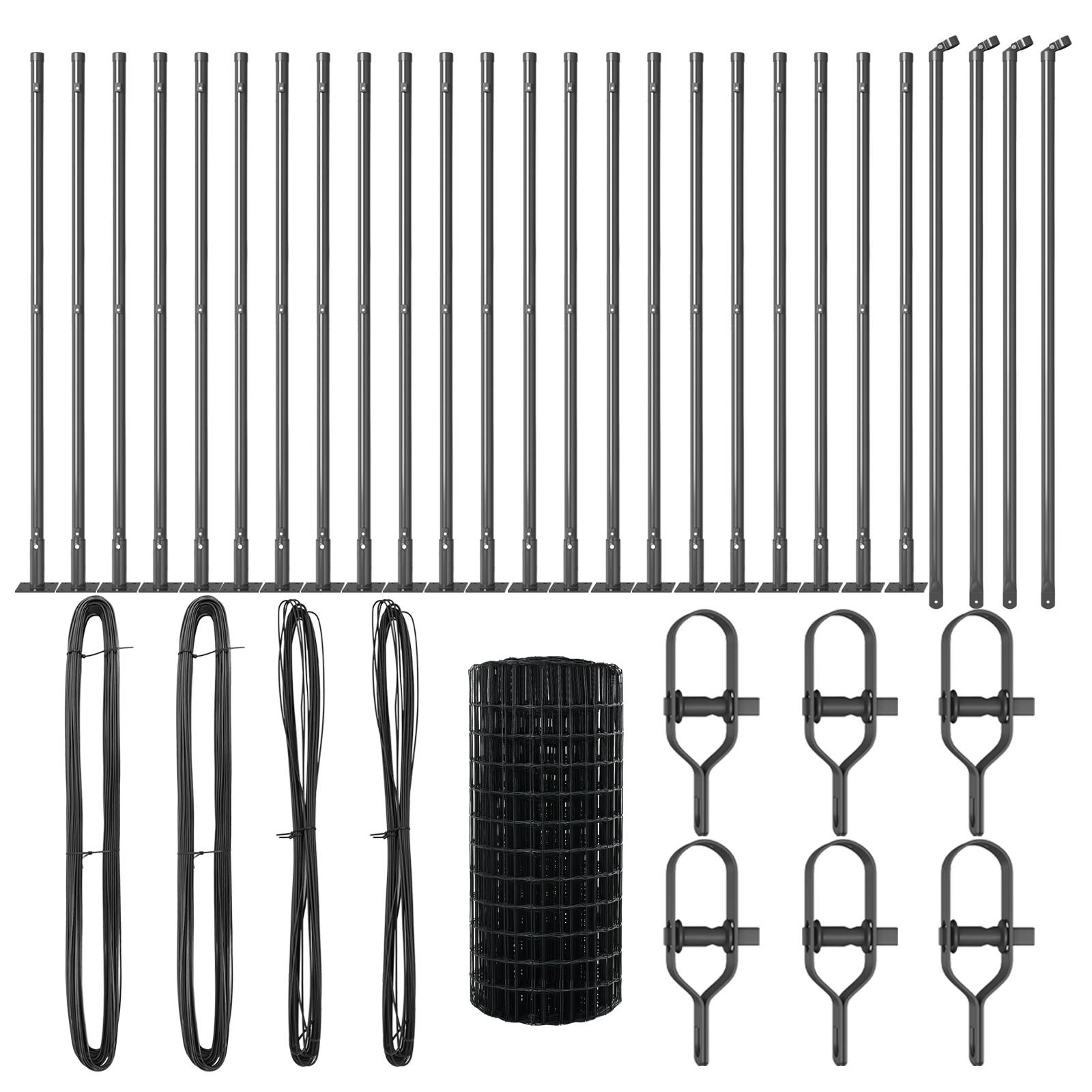 vidaXL Euro-Zaun mit 13 Flanschpfosten 0,4x50 m verzinkter Stahl