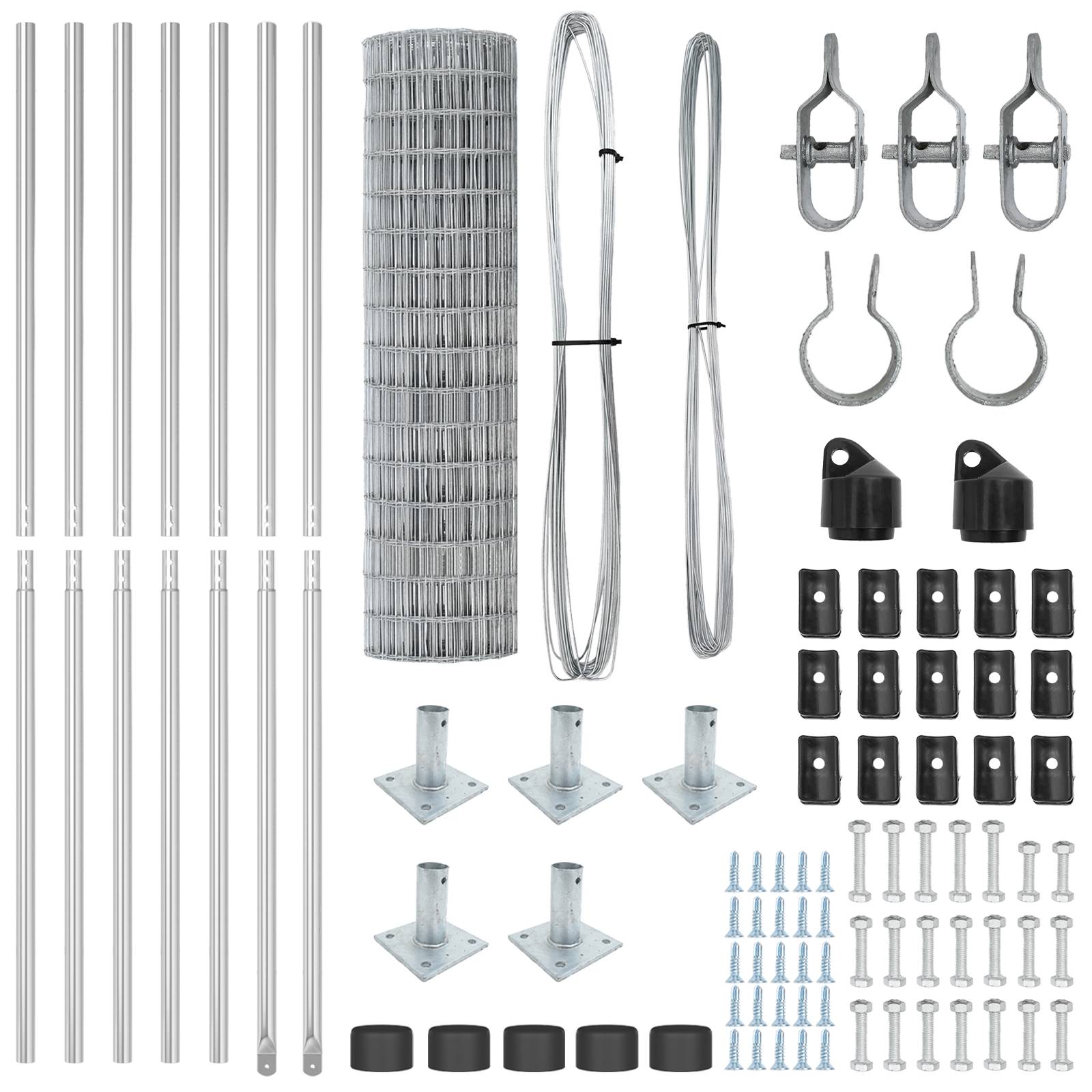 vidaXL Euro-Zaun mit 7 Flanschpfosten 0.8x10 m feuerverzinkter Stahl