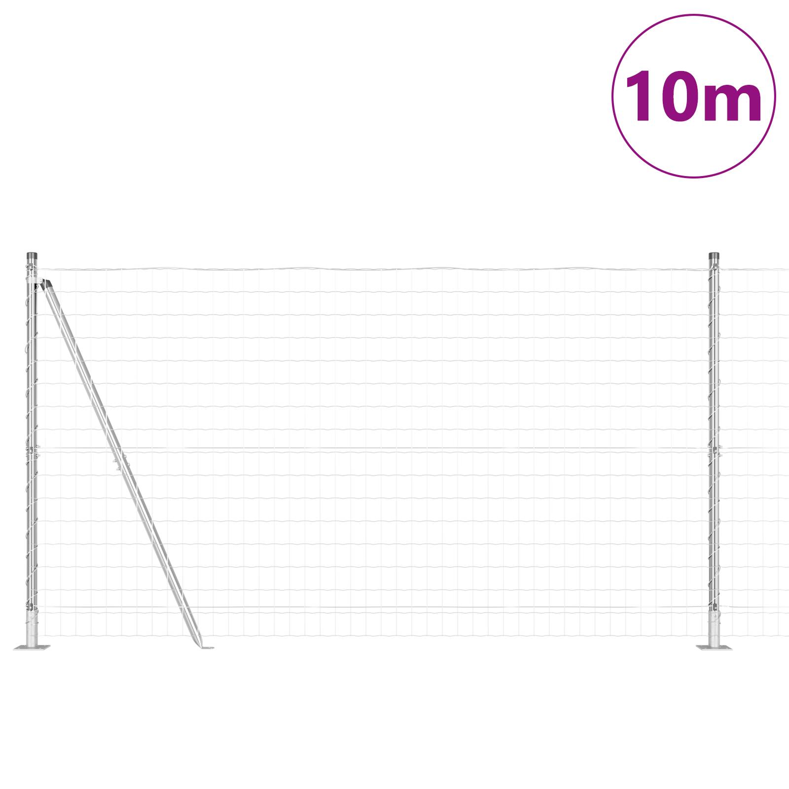 vidaXL Euro Zaun mit 7 Flanschpfosten 1.2x10 m Galvanisierter Stahl
