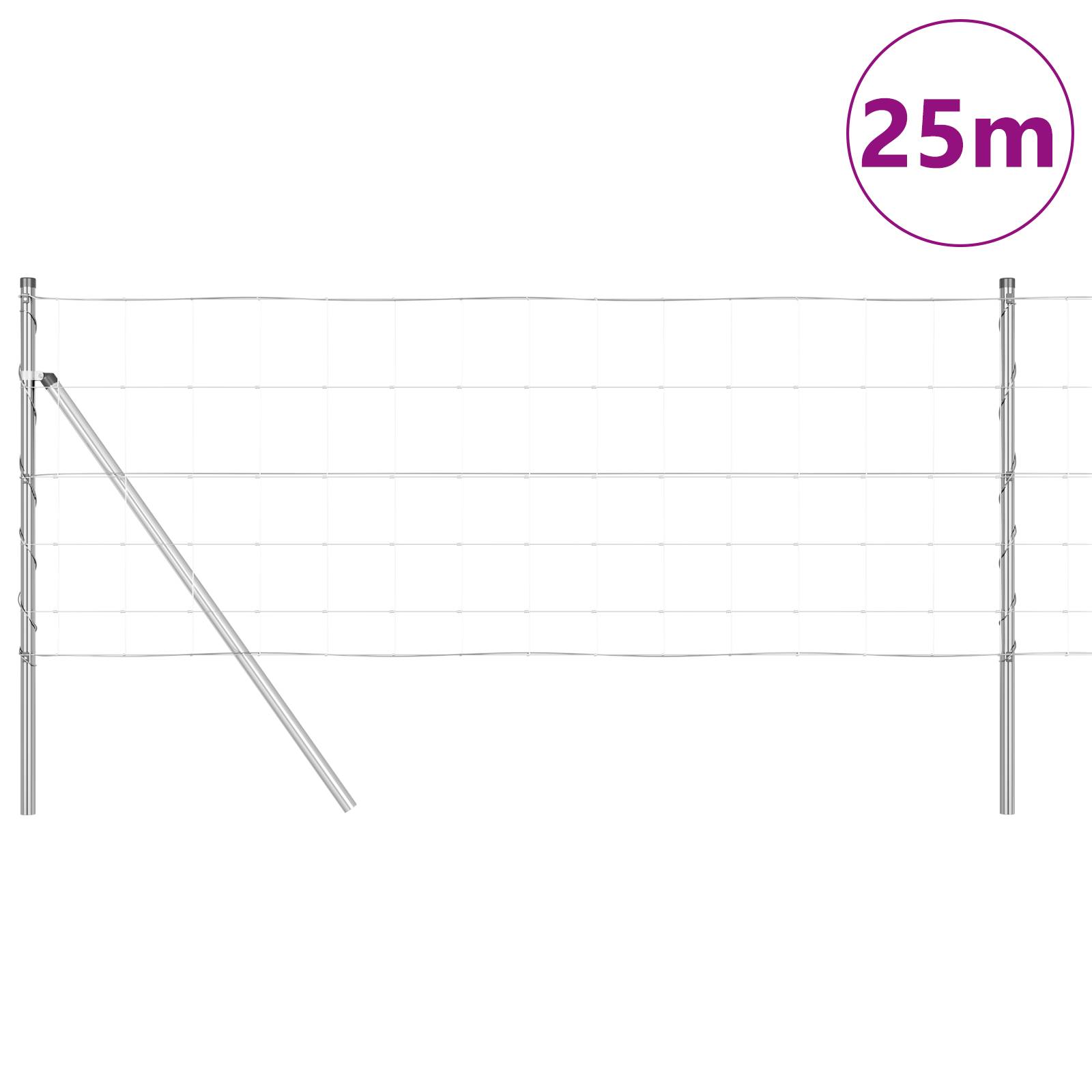 vidaXL Feldzaun 0,8x25 m Verzinkter Stahl