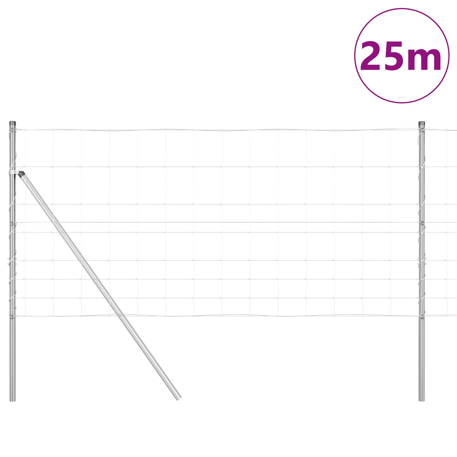 vidaXL Feldzaun 1x25 m Verzinkter Stahl