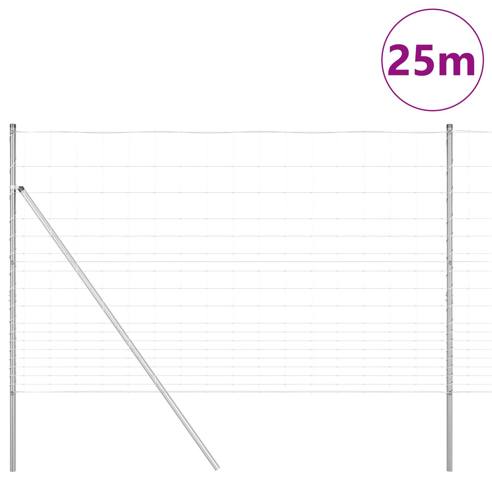 vidaXL Feldzaun 1,5x25 m Verzinkter Stahl