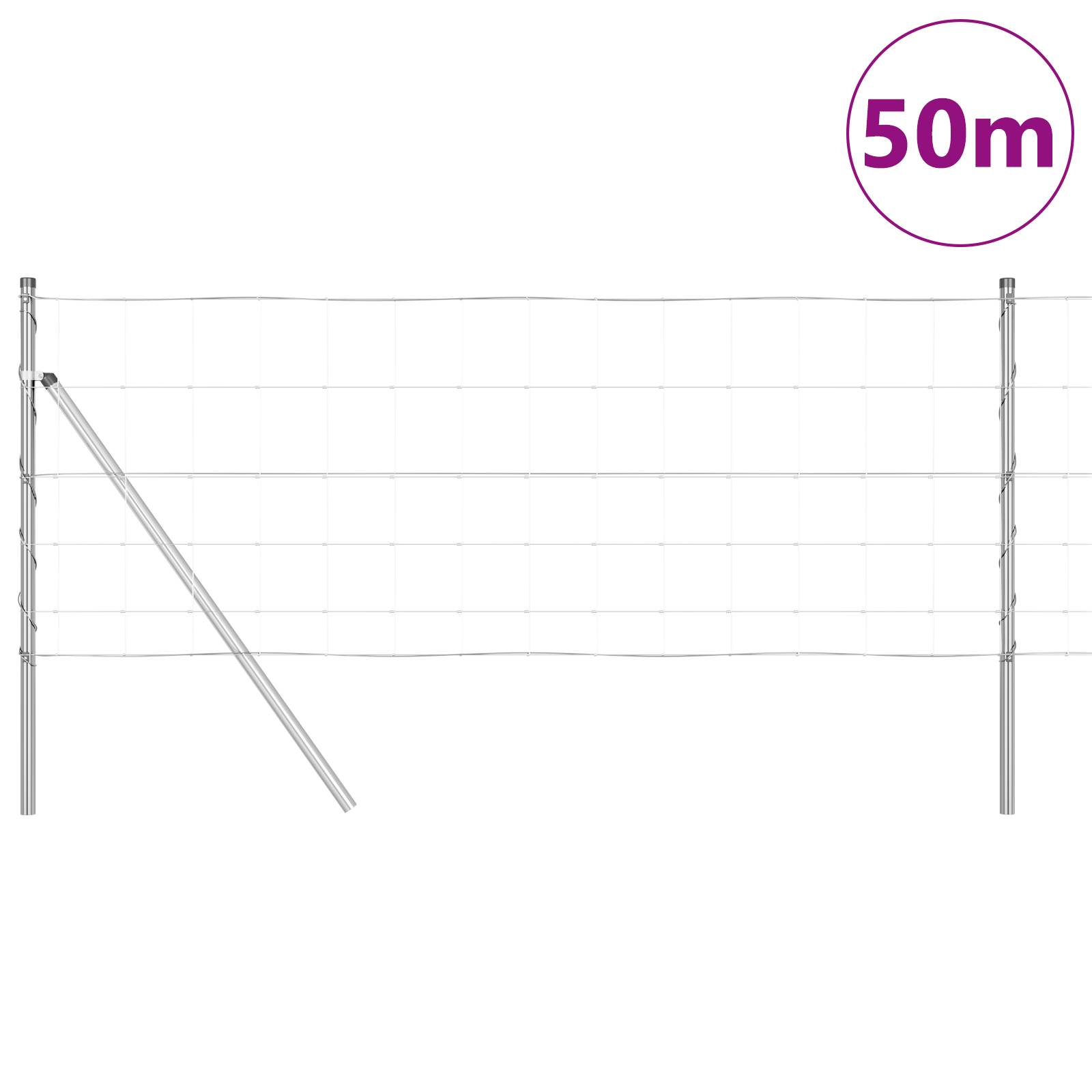 vidaXL Feldzaun 0,8x50 m Verzinkter Stahl