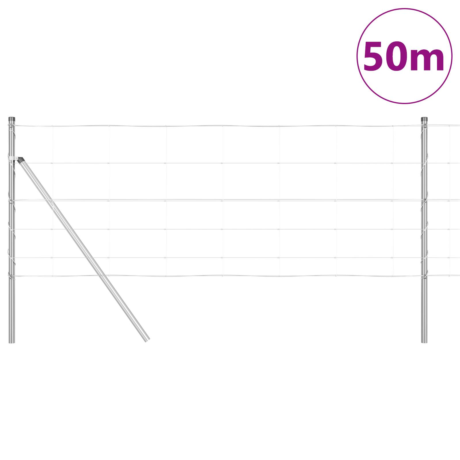 vidaXL Feldzaun 0,8x50 m Verzinkter Stahl