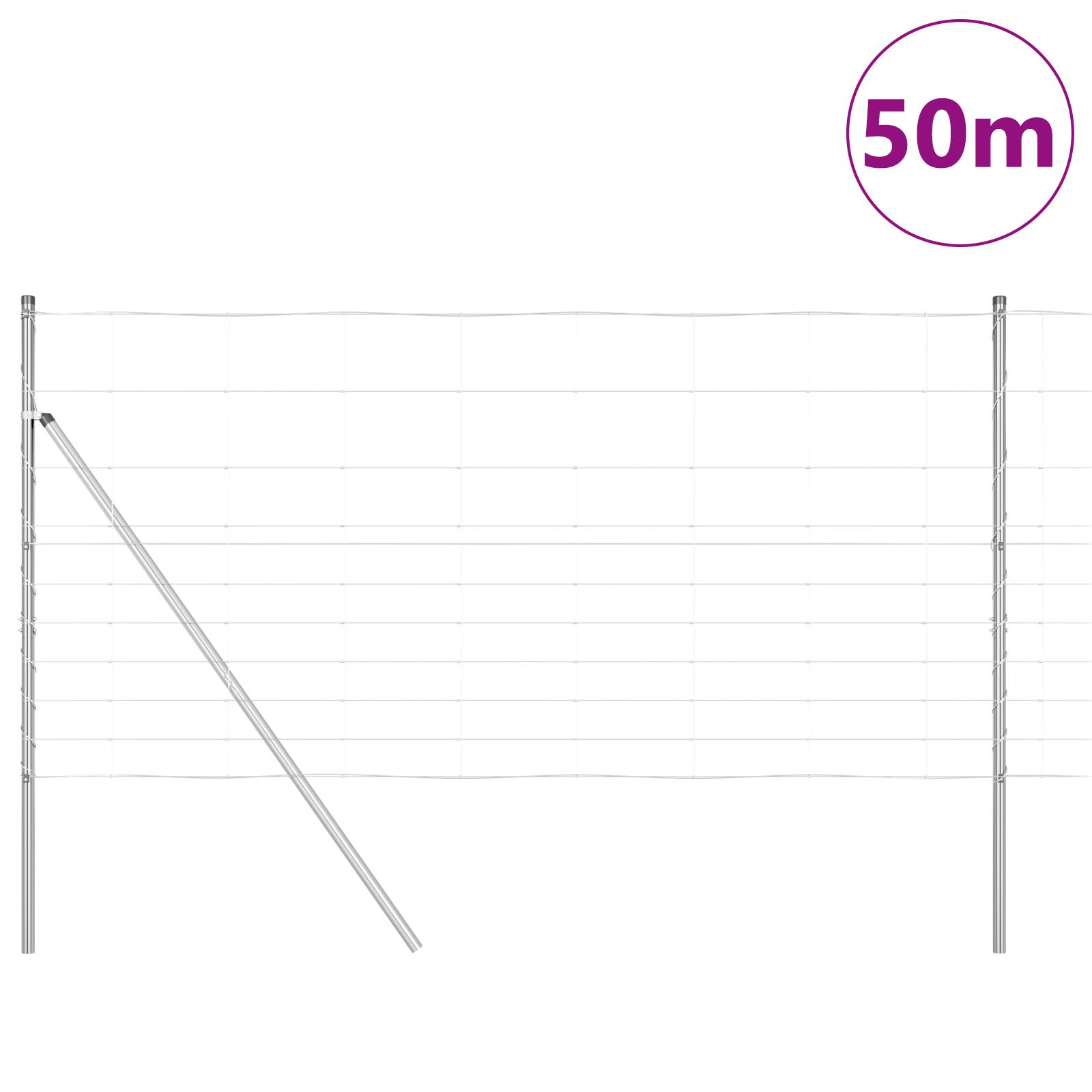 vidaXL Feldzaun 1,2x50 m Verzinkter Stahl