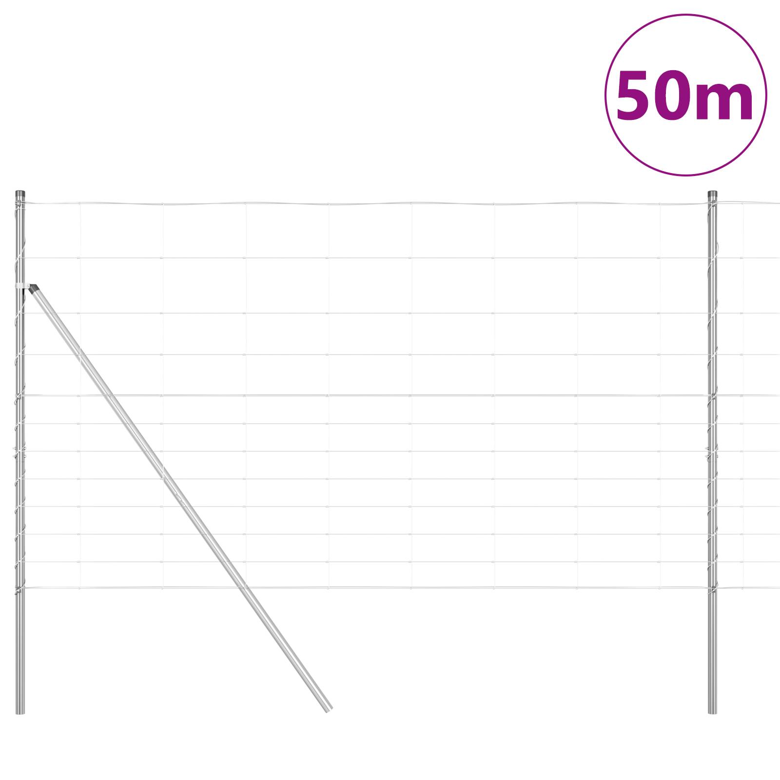 vidaXL Feldzaun 1,4x50 m Verzinkter Stahl