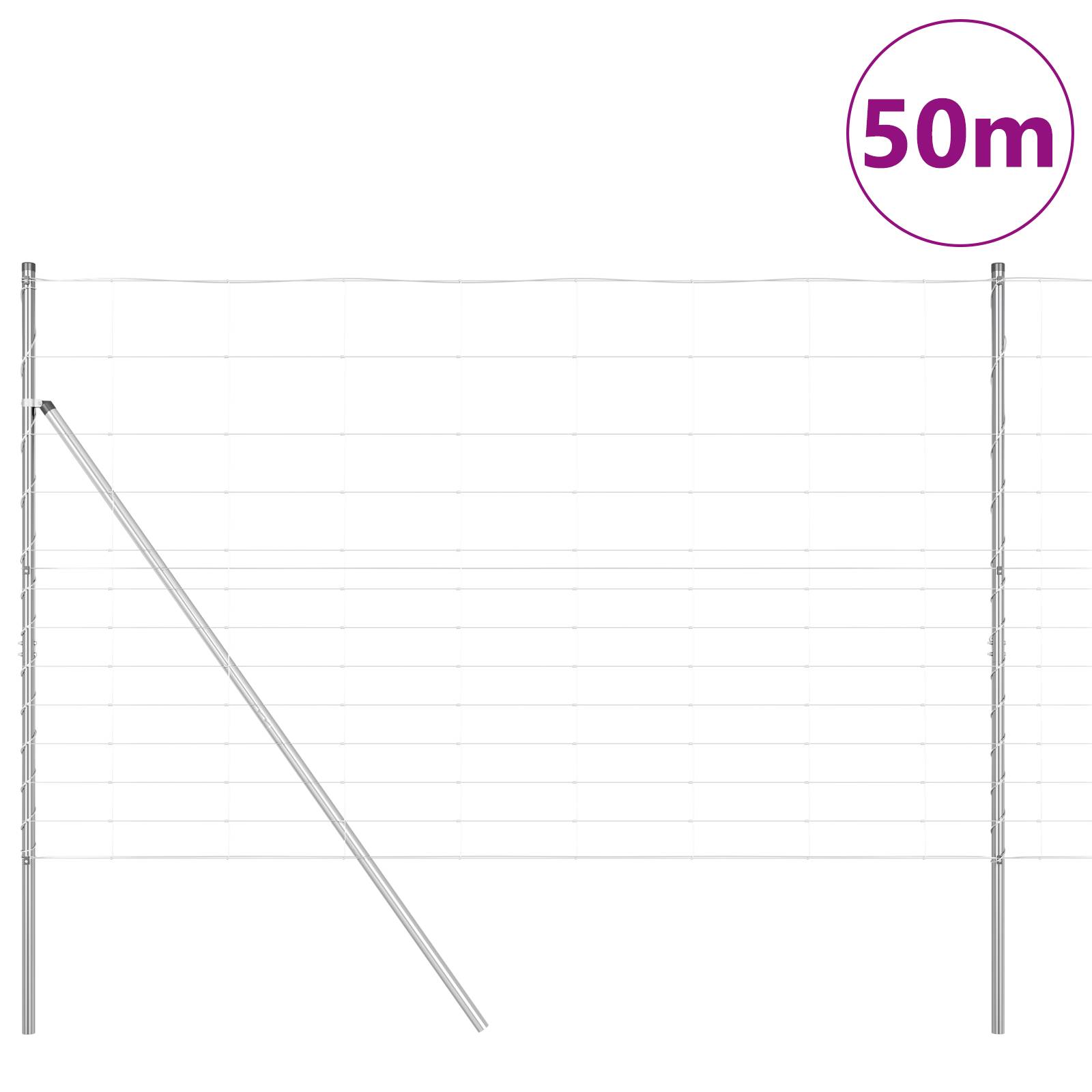 vidaXL Feldzaun 1,5x50 m Verzinkter Stahl