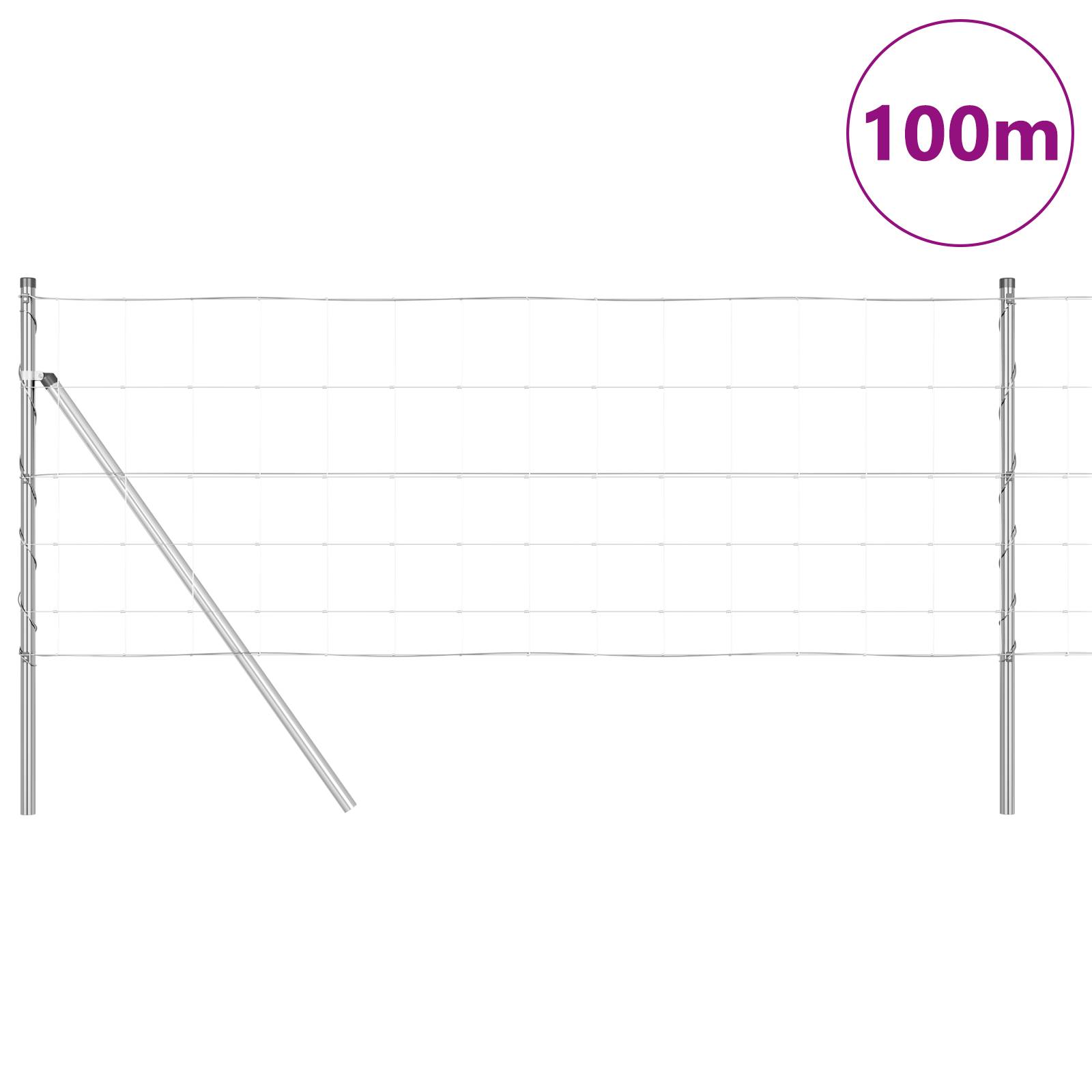 vidaXL Feldzaun 0,8x100 m Verzinkter Stahl