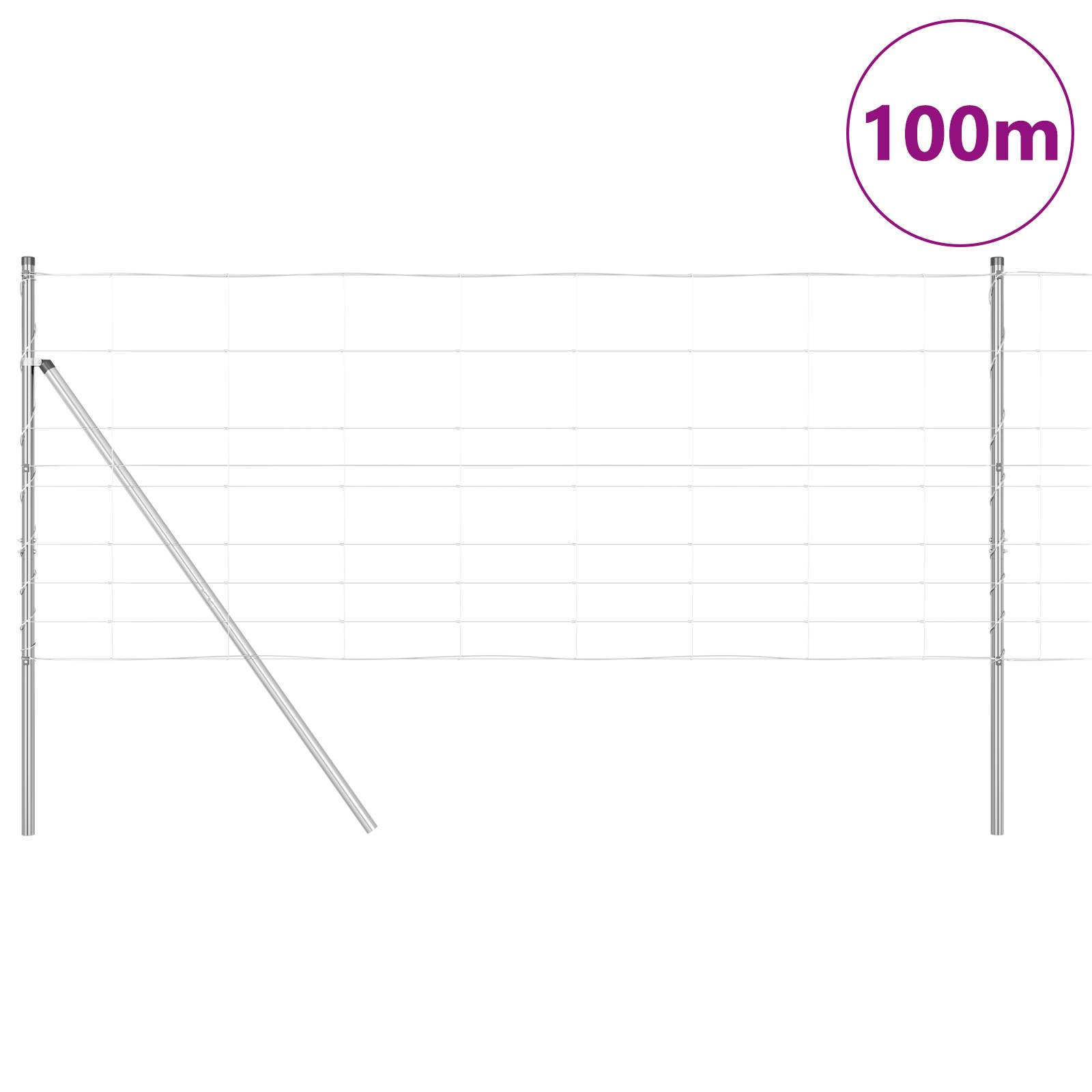 vidaXL Feldzaun 1x100 m Verzinkter Stahl