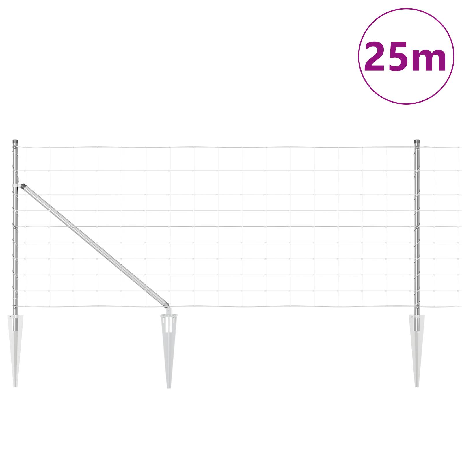 vidaXL Feldzaun 1x25 m Verzinkter Stahl