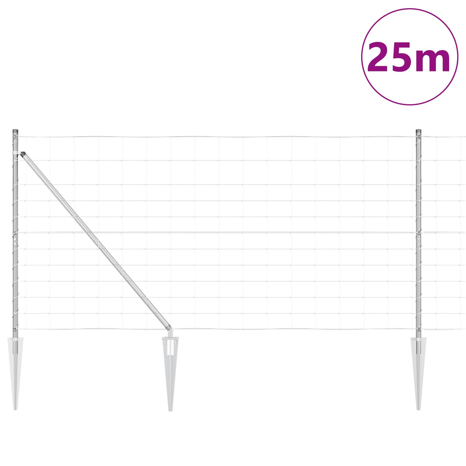 vidaXL Feldzaun 1,2x25 m Verzinkter Stahl