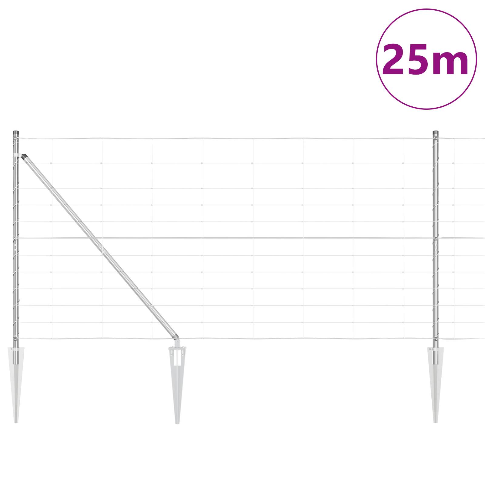 vidaXL Feldzaun 1,2x25 m Verzinkter Stahl