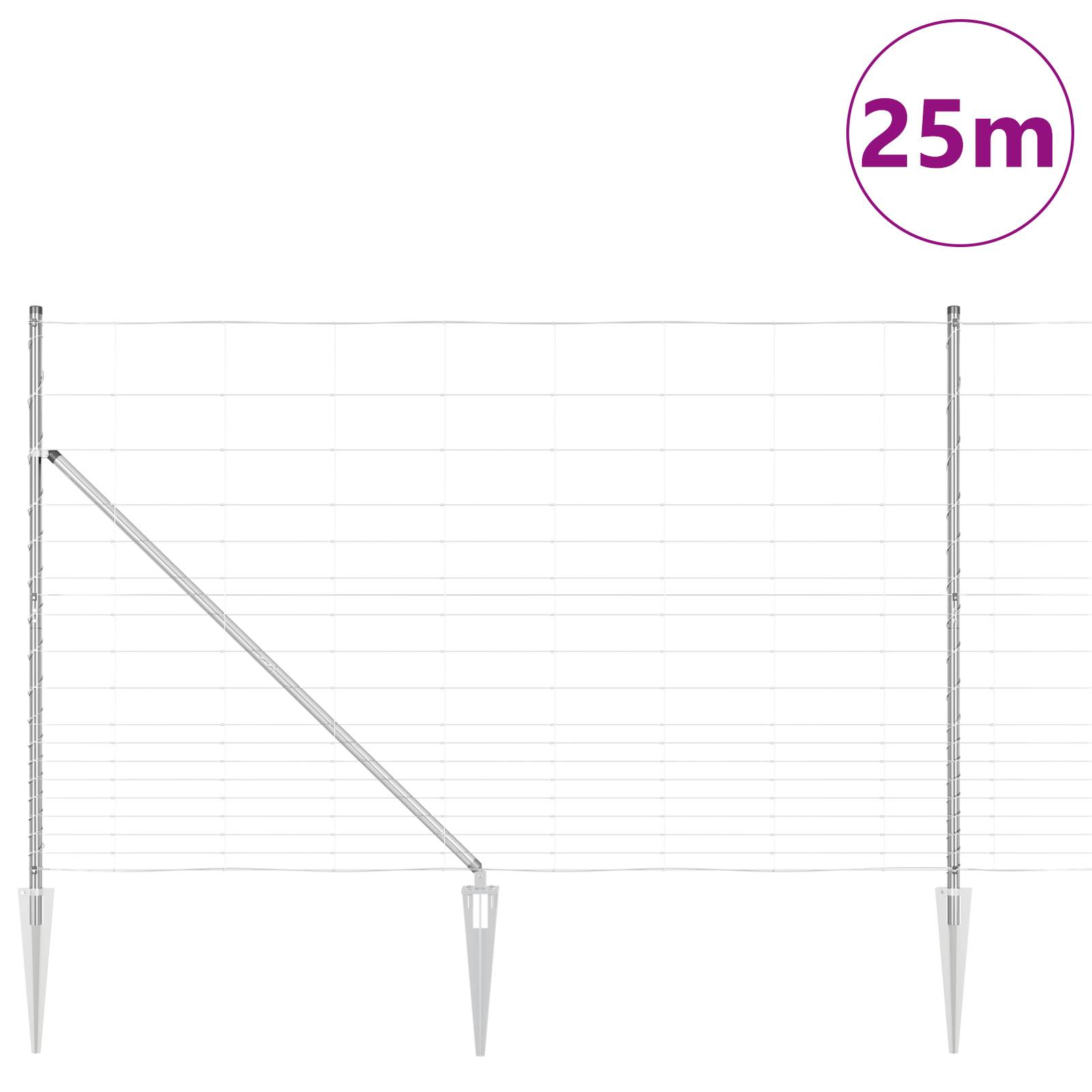 vidaXL Feldzaun 1,5x25 m Verzinkter Stahl
