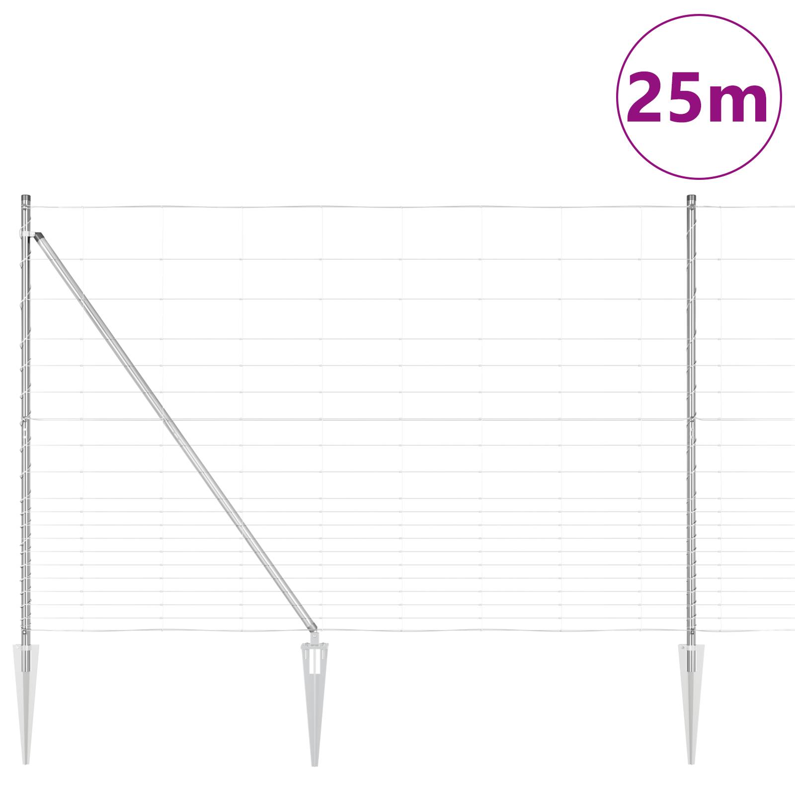 vidaXL Feldzaun 1,6x25 m Verzinkter Stahl