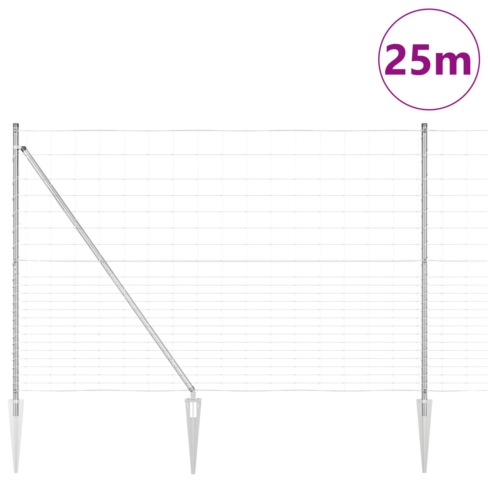 vidaXL Feldzaun 1,6x25 m Verzinkter Stahl