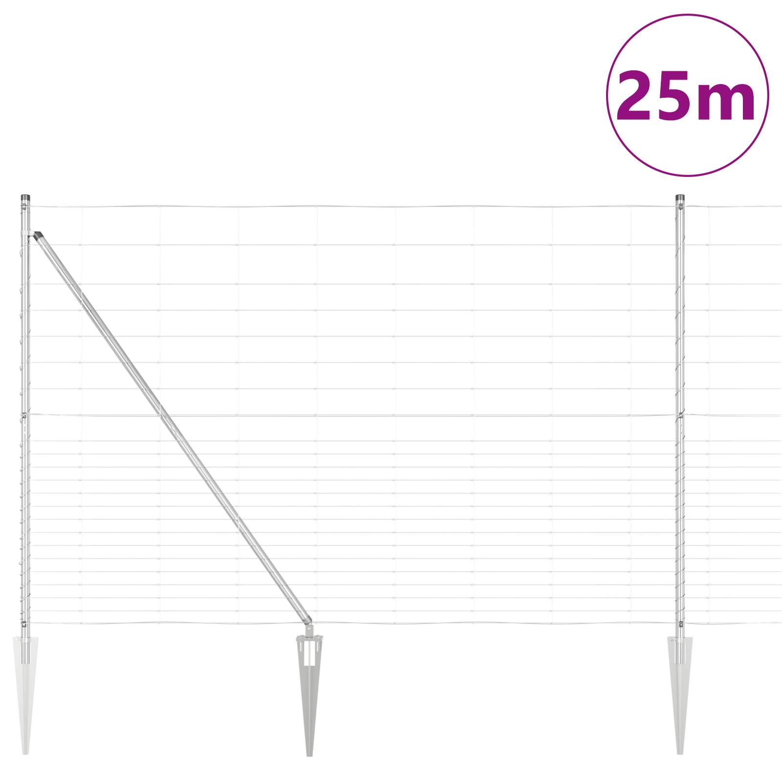 vidaXL Feldzaun 1,6x25 m Verzinkter Stahl