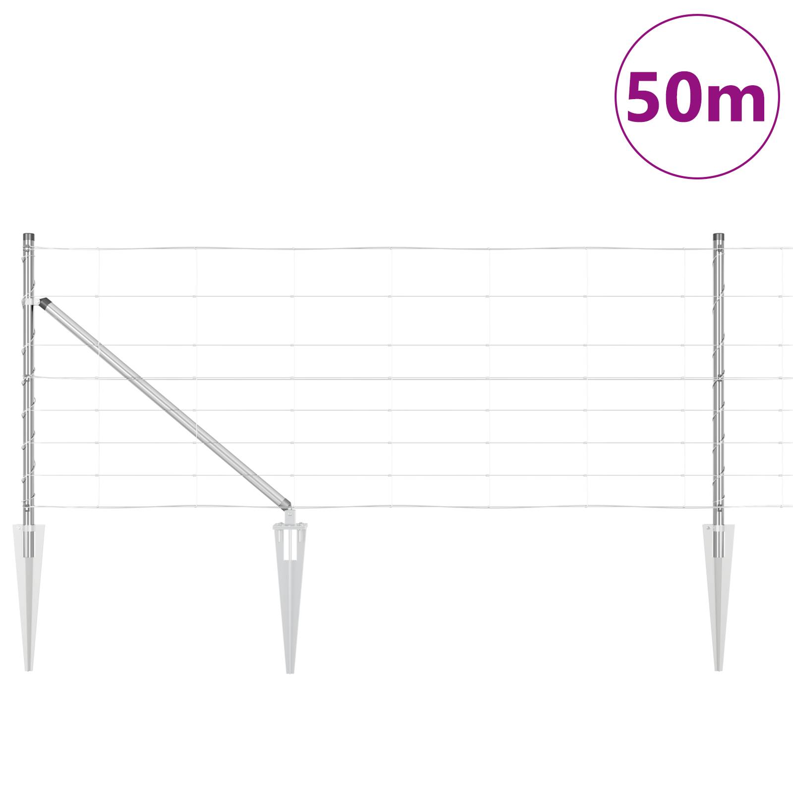 vidaXL Feldzaun 0,8x50 m Verzinkter Stahl