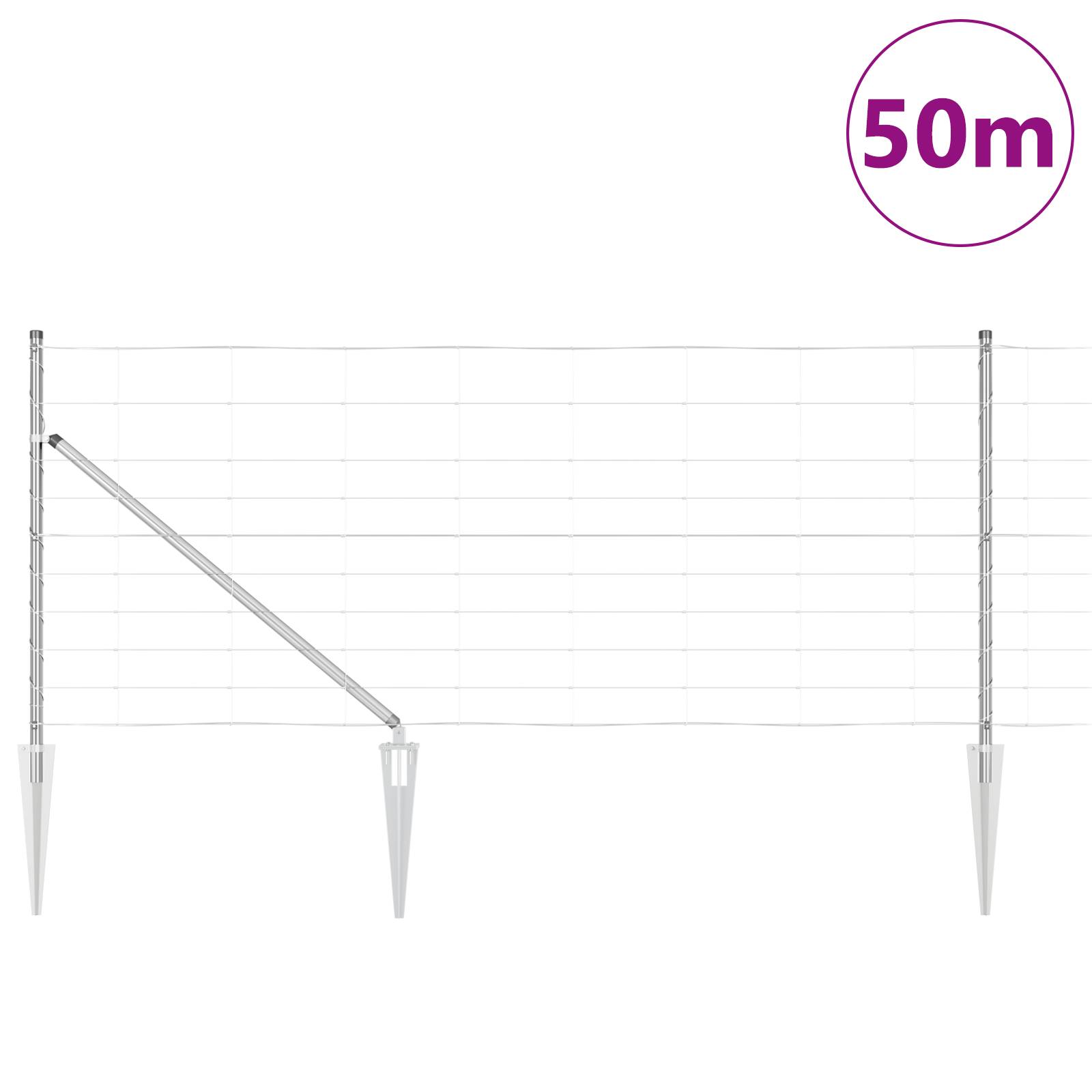 vidaXL Feldzaun 1x50 m Verzinkter Stahl