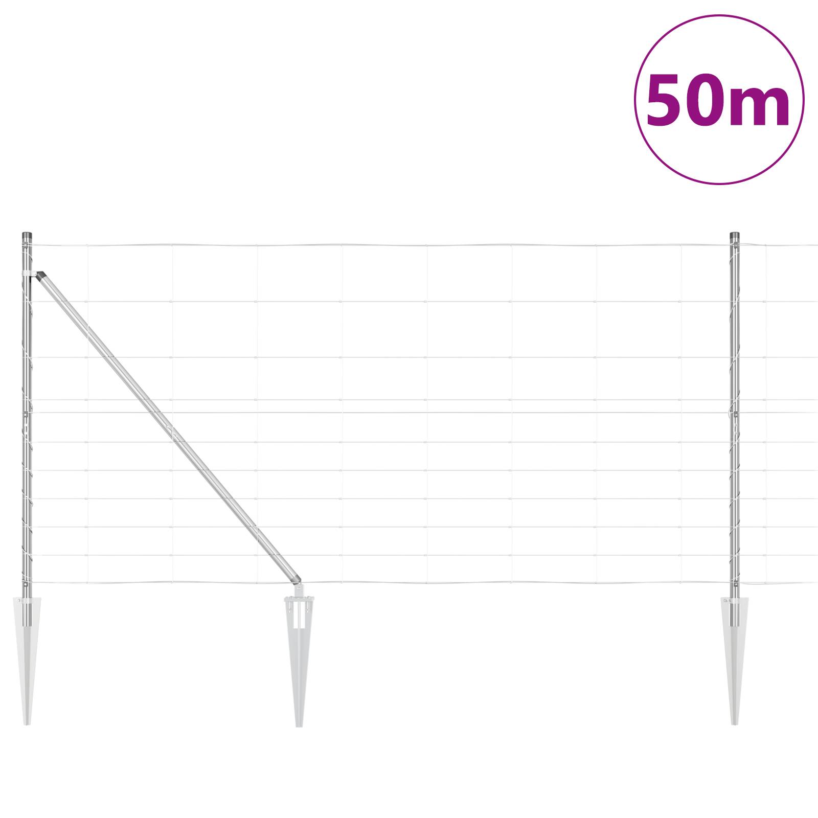 vidaXL Feldzaun 1,2x50 m Verzinkter Stahl