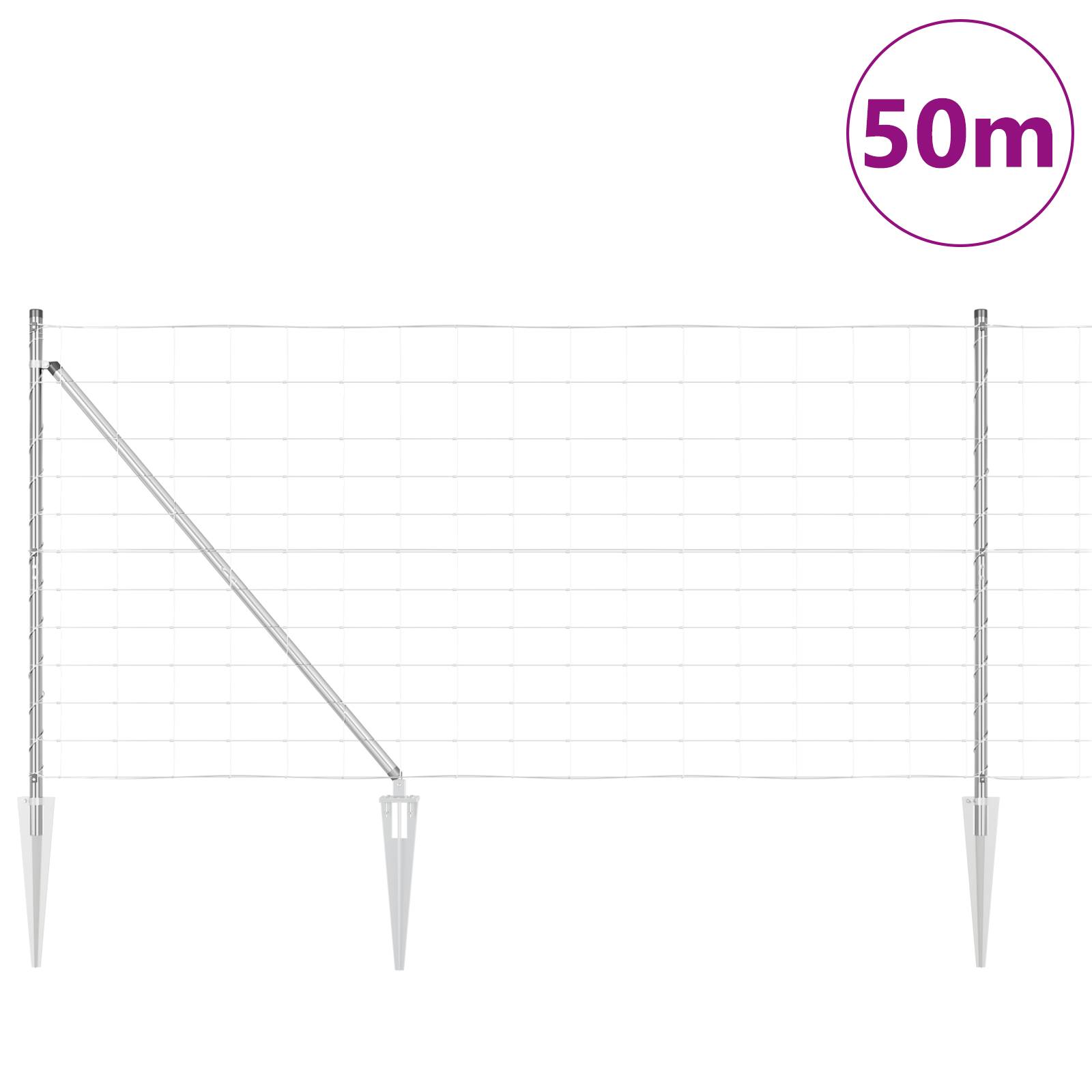 vidaXL Feldzaun 1,2x50 m Verzinkter Stahl
