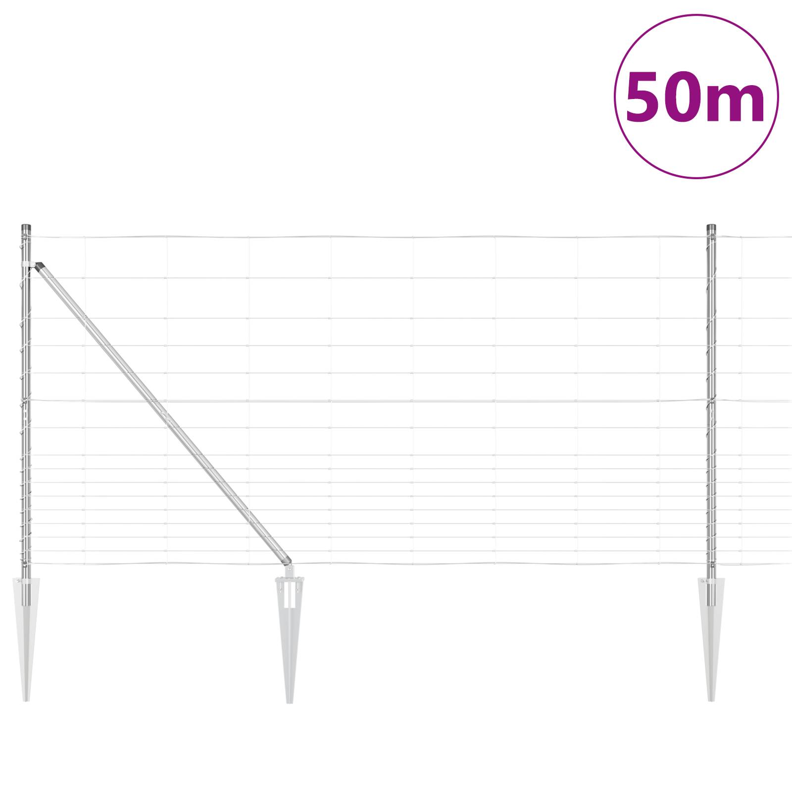 vidaXL Feldzaun 1,2x50 m Verzinkter Stahl