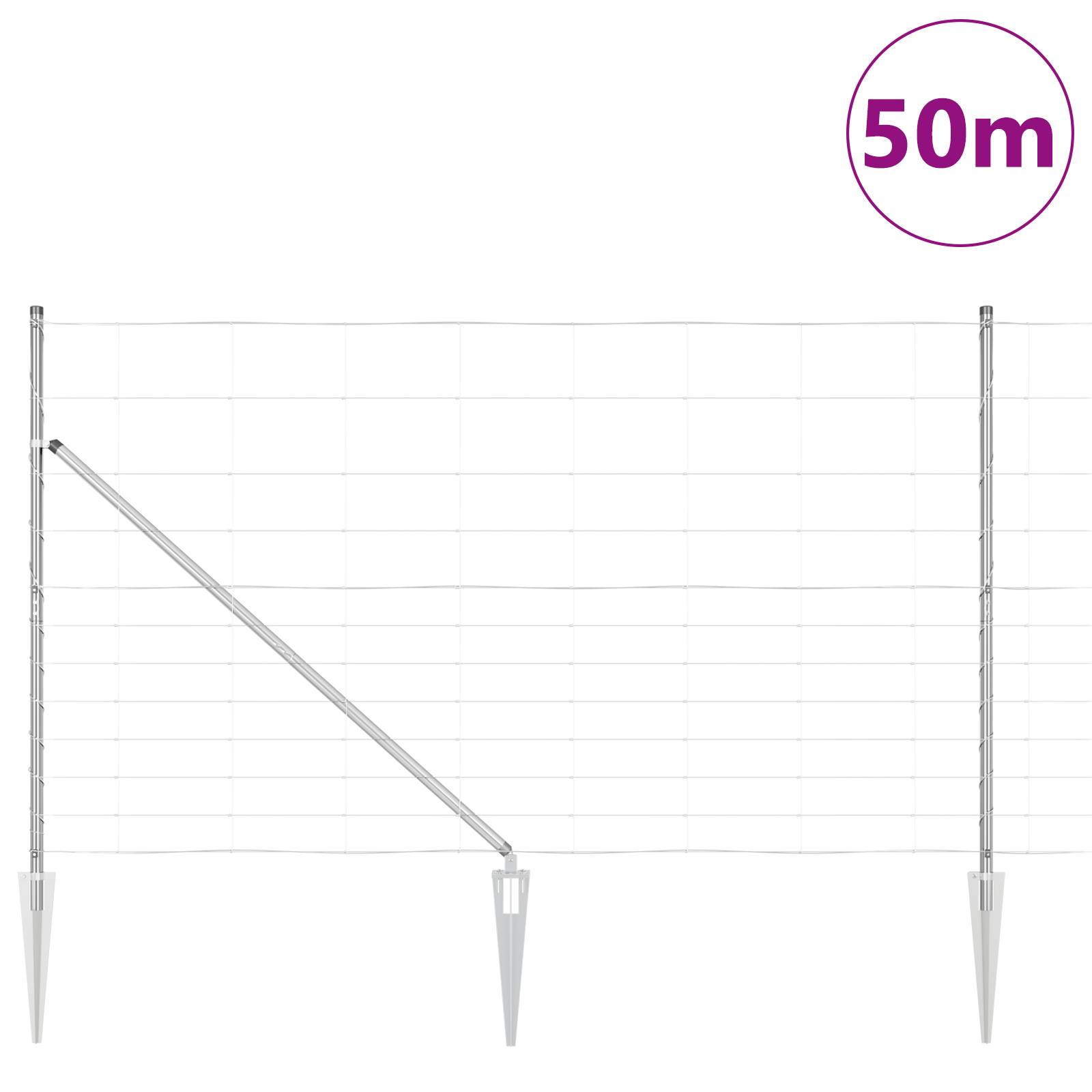vidaXL Feldzaun 1,4x50 m Verzinkter Stahl