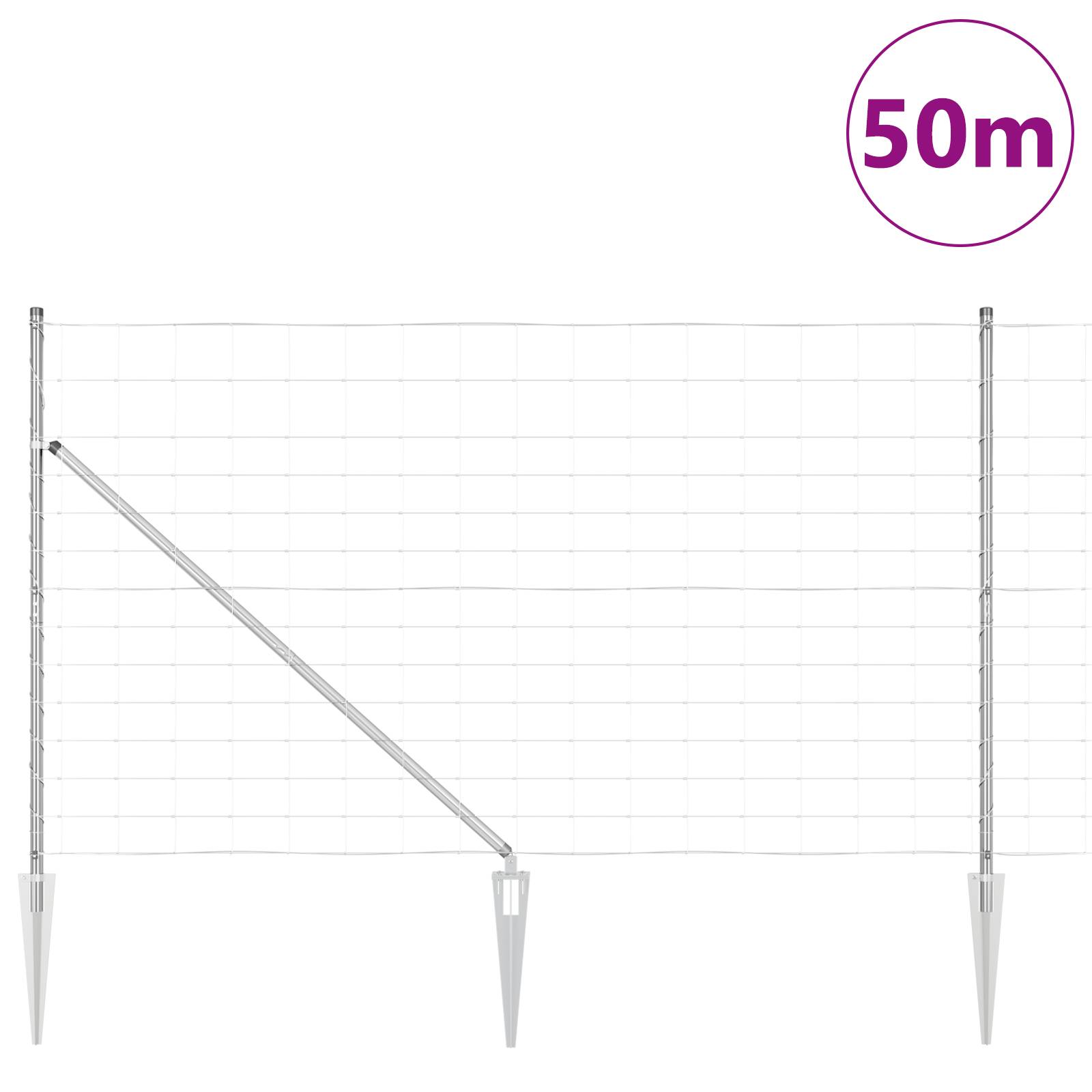 vidaXL Feldzaun 1,4x50 m Verzinkter Stahl