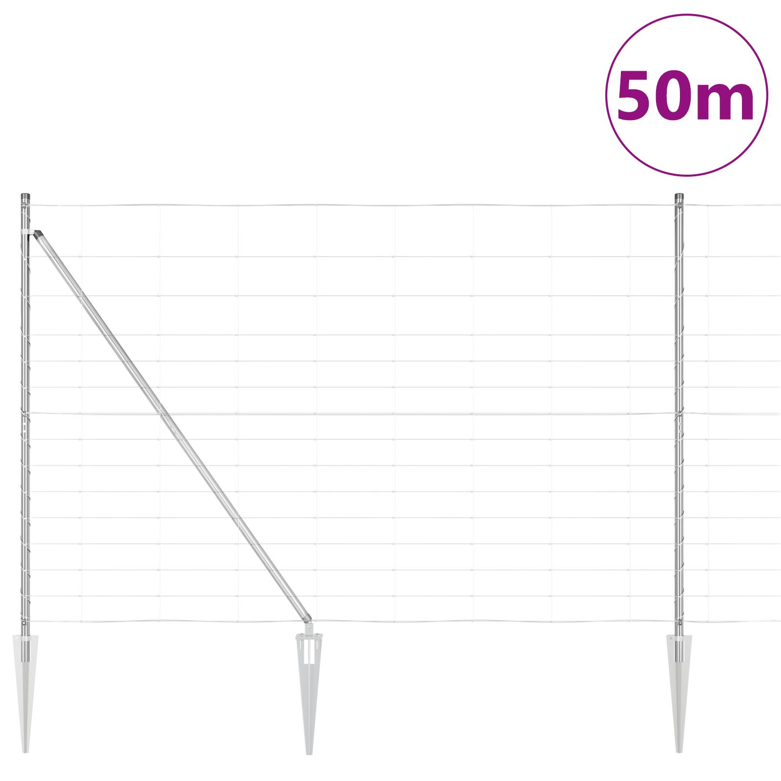 vidaXL Feldzaun 1,6x50 m Verzinkter Stahl